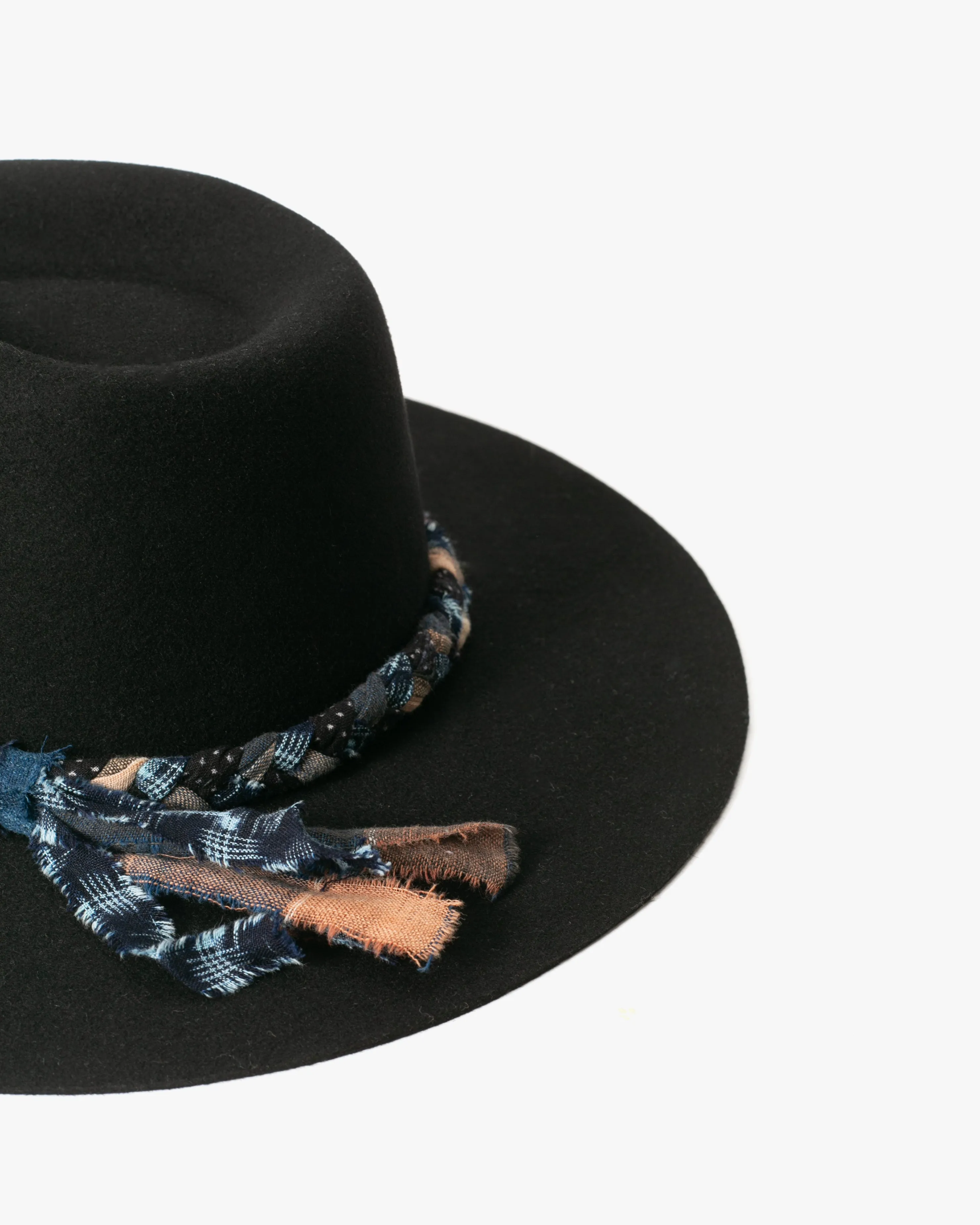 Kiriko Custom Felt Hat, Black with Indigo, Brixton, Kasuri and Plaid sold by Kiriko product image thumbnail 2