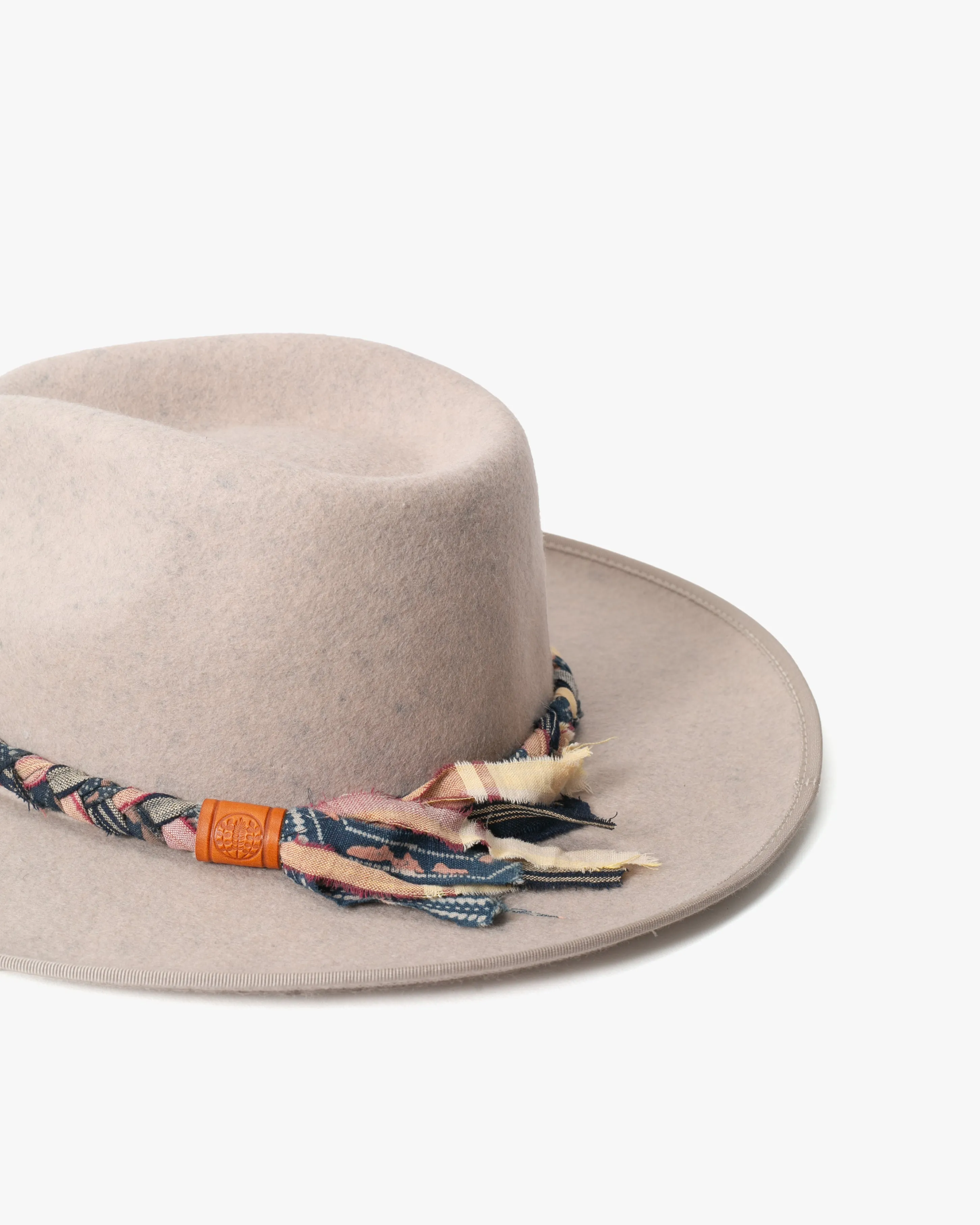 Kiriko Custom Felt Hat, Speckled Ecru Braided with Indigo, Brixton, Katazome and Shima sold by Kiriko product image thumbnail 3