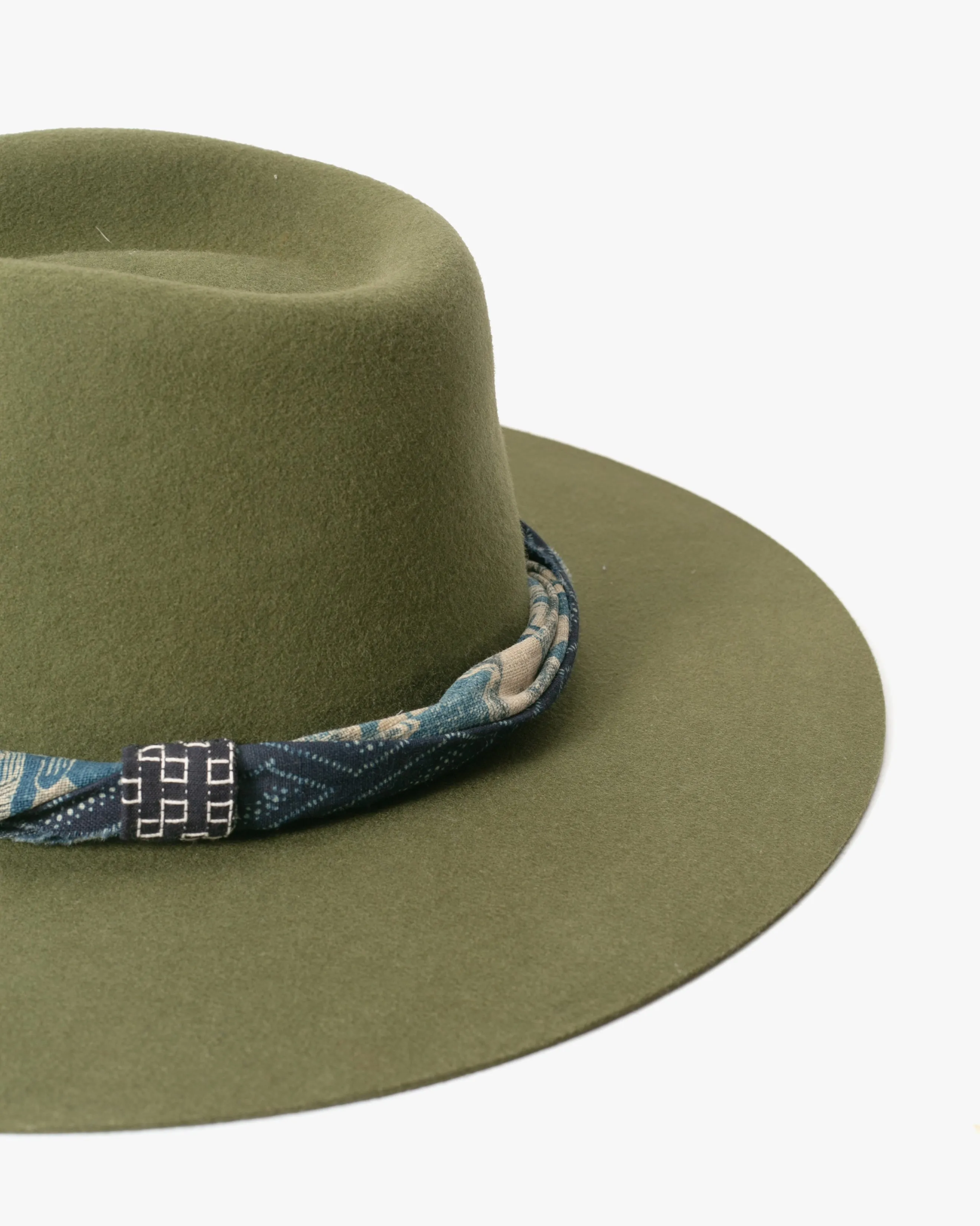 Kiriko Custom Felt Hat, Green Twisted Vintage Washed, Katazome Kiku sold by Kiriko product image thumbnail 3