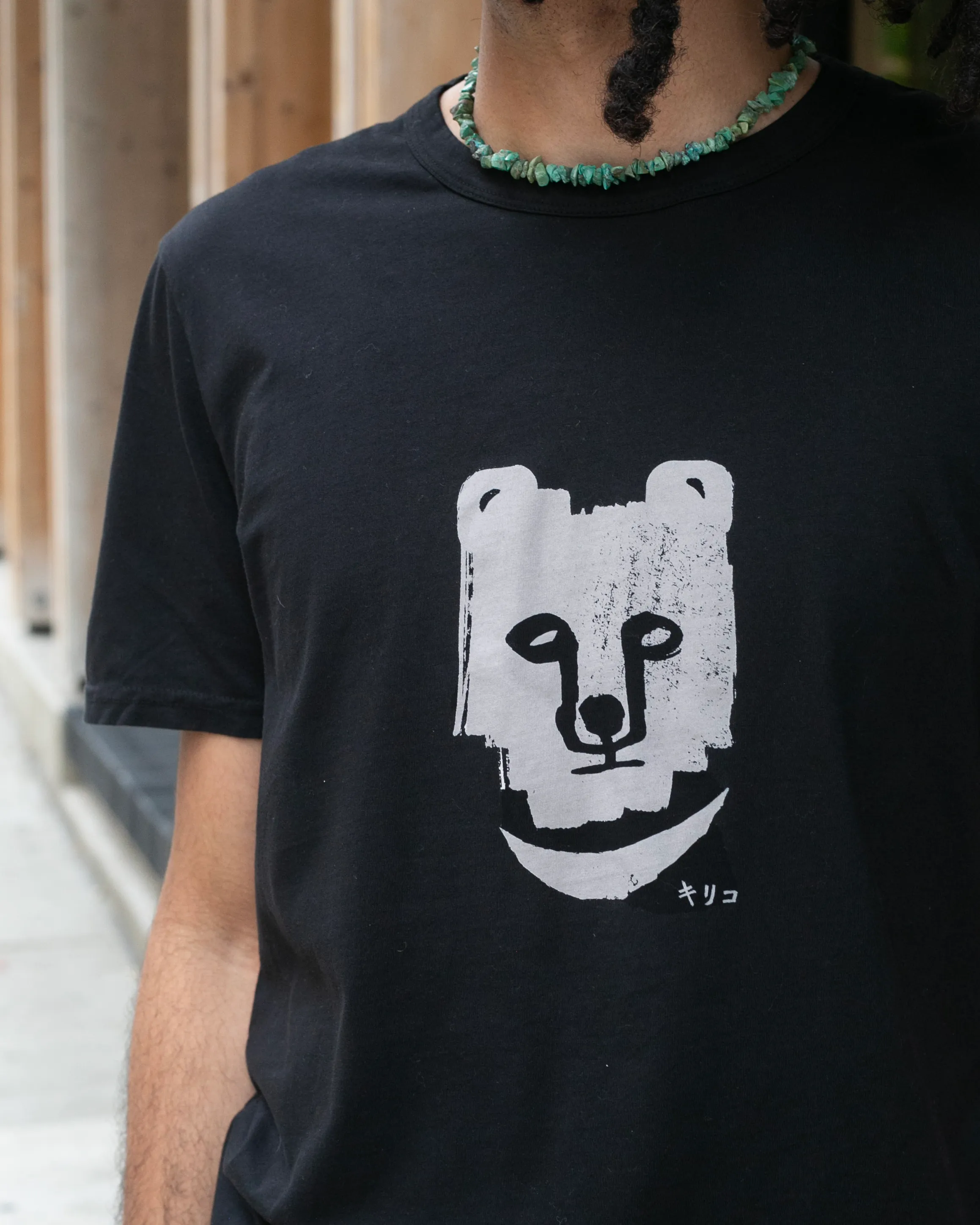 Kiriko Original Tee, 6oz Cotton, Printed Kuma, Semamori Embroidery, Pigment Black sold by Kiriko product image thumbnail 2