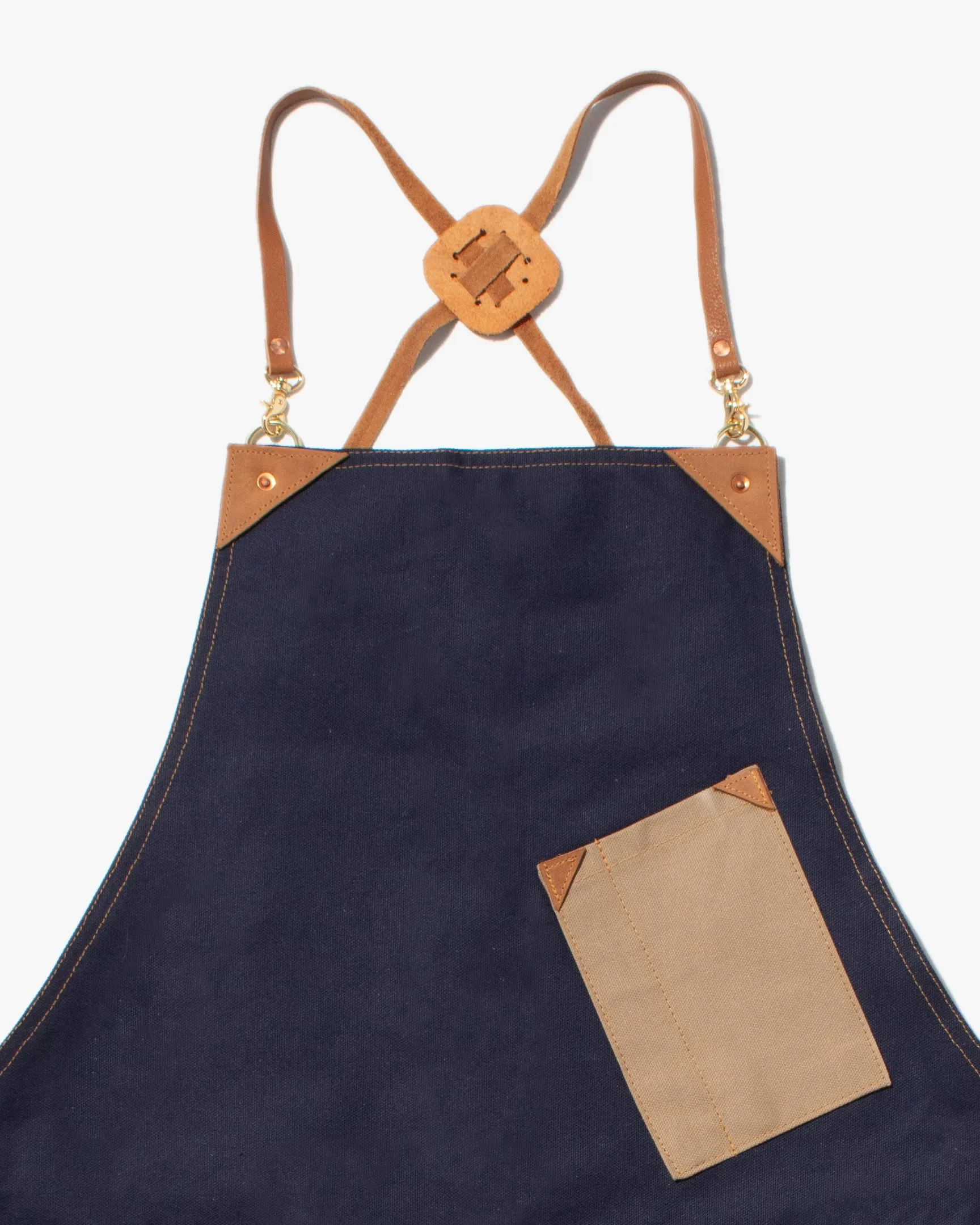 Kokoro Original Work Apron, Full, Canvas, Tan Pocket on Navy sold by Kiriko product image thumbnail 2