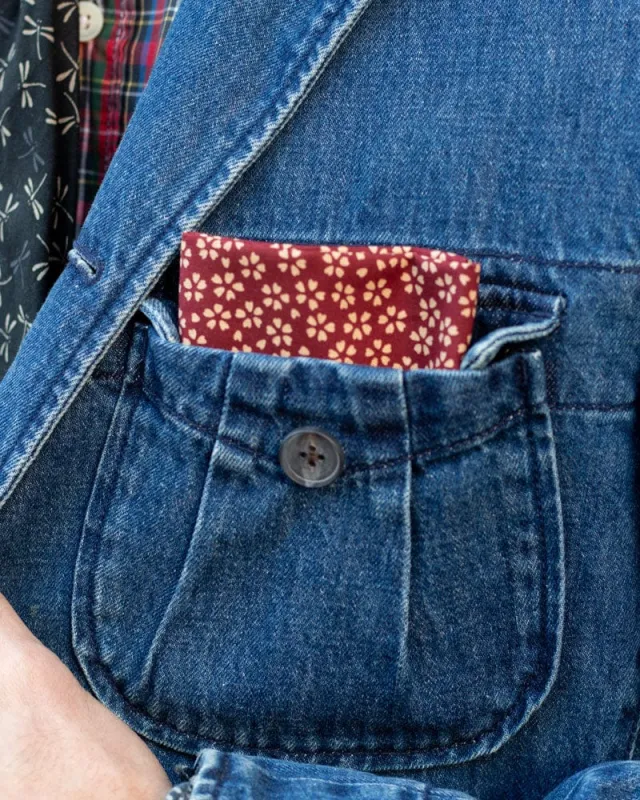 Kiriko Original Pocket Square, Red Small Sakura sold by Kiriko