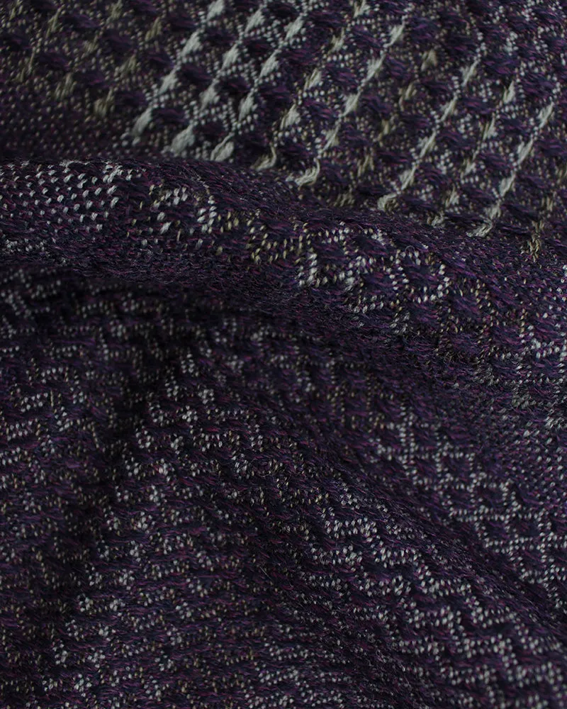 Kobo Oriza Scarf, Multi-Patterned Weave Tan and Purple Plaid sold by Kiriko product image thumbnail 5