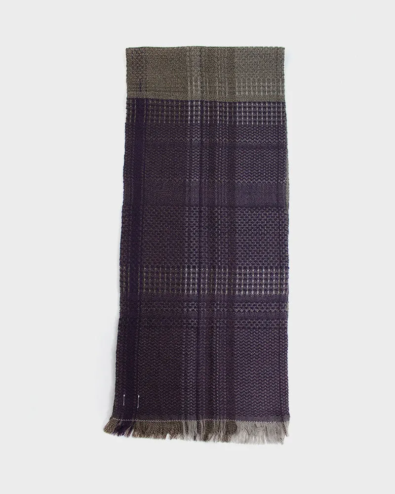 Kobo Oriza Scarf, Multi-Patterned Weave Tan and Purple Plaid sold by Kiriko product image thumbnail 4