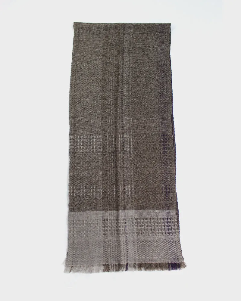 Kobo Oriza Scarf, Multi-Patterned Weave Tan and Purple Plaid sold by Kiriko product image thumbnail 2