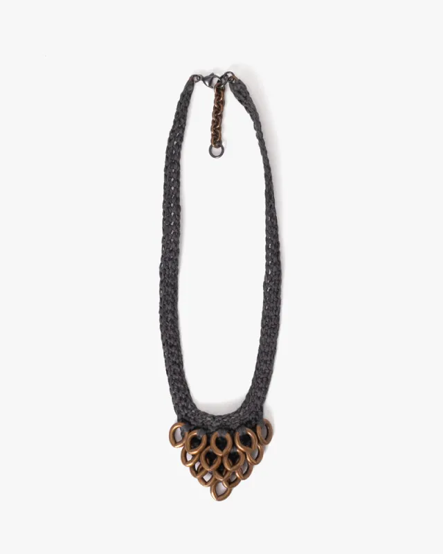 Boet Necklace, Crocheted Artichoke, Charcoal made by Kiriko