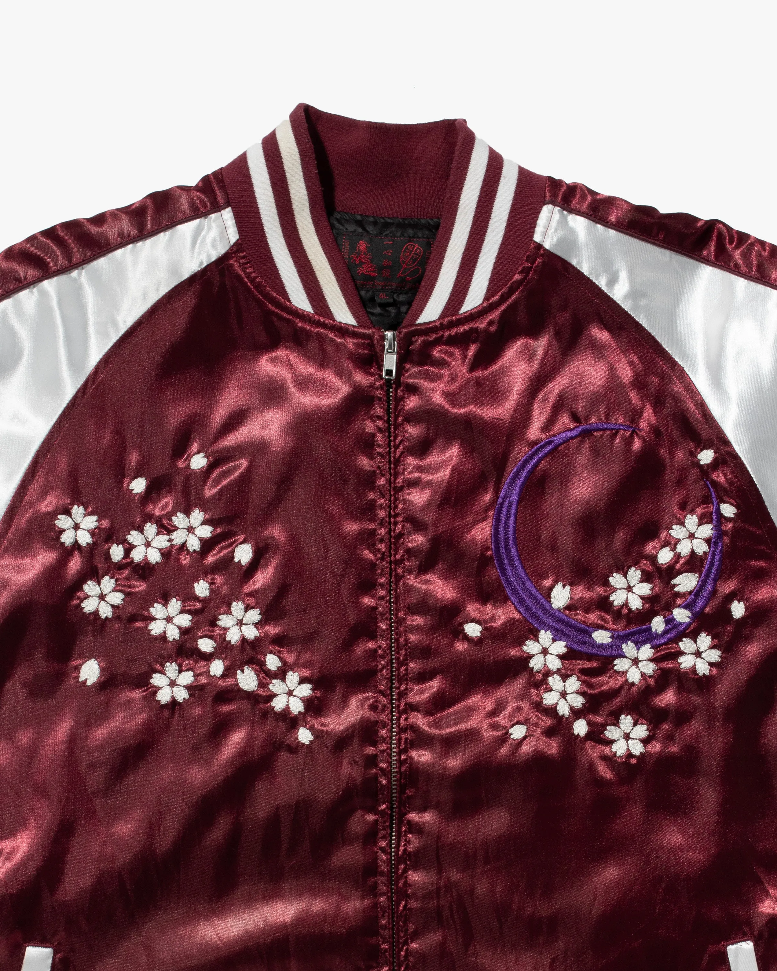 Japanese Repro Souvenir Jacket, Burgundy Raijin and Fujin with Moon - 4L sold by Kiriko product image thumbnail 4