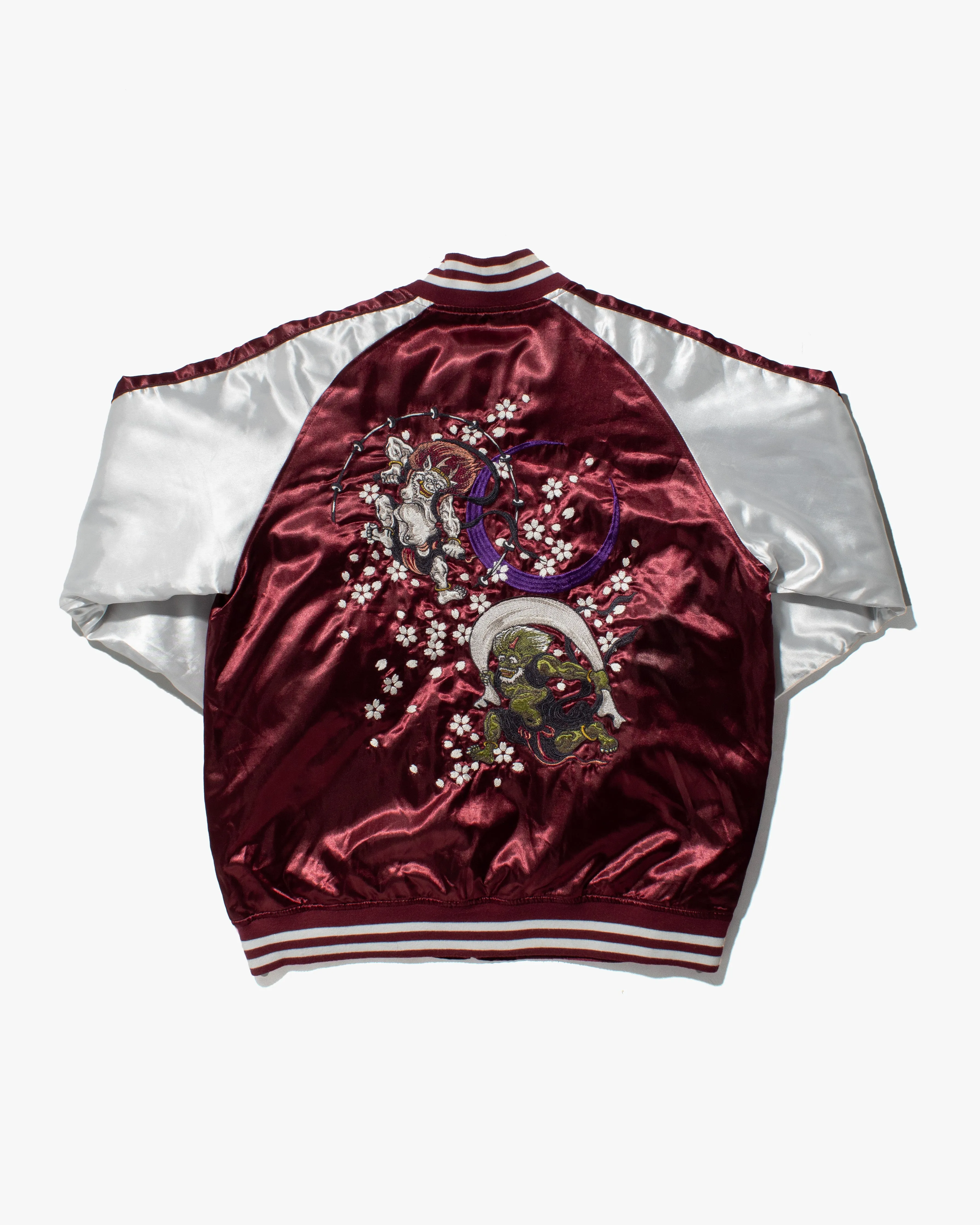Japanese Repro Souvenir Jacket, Burgundy Raijin and Fujin with Moon - 4L sold by Kiriko product image thumbnail 3