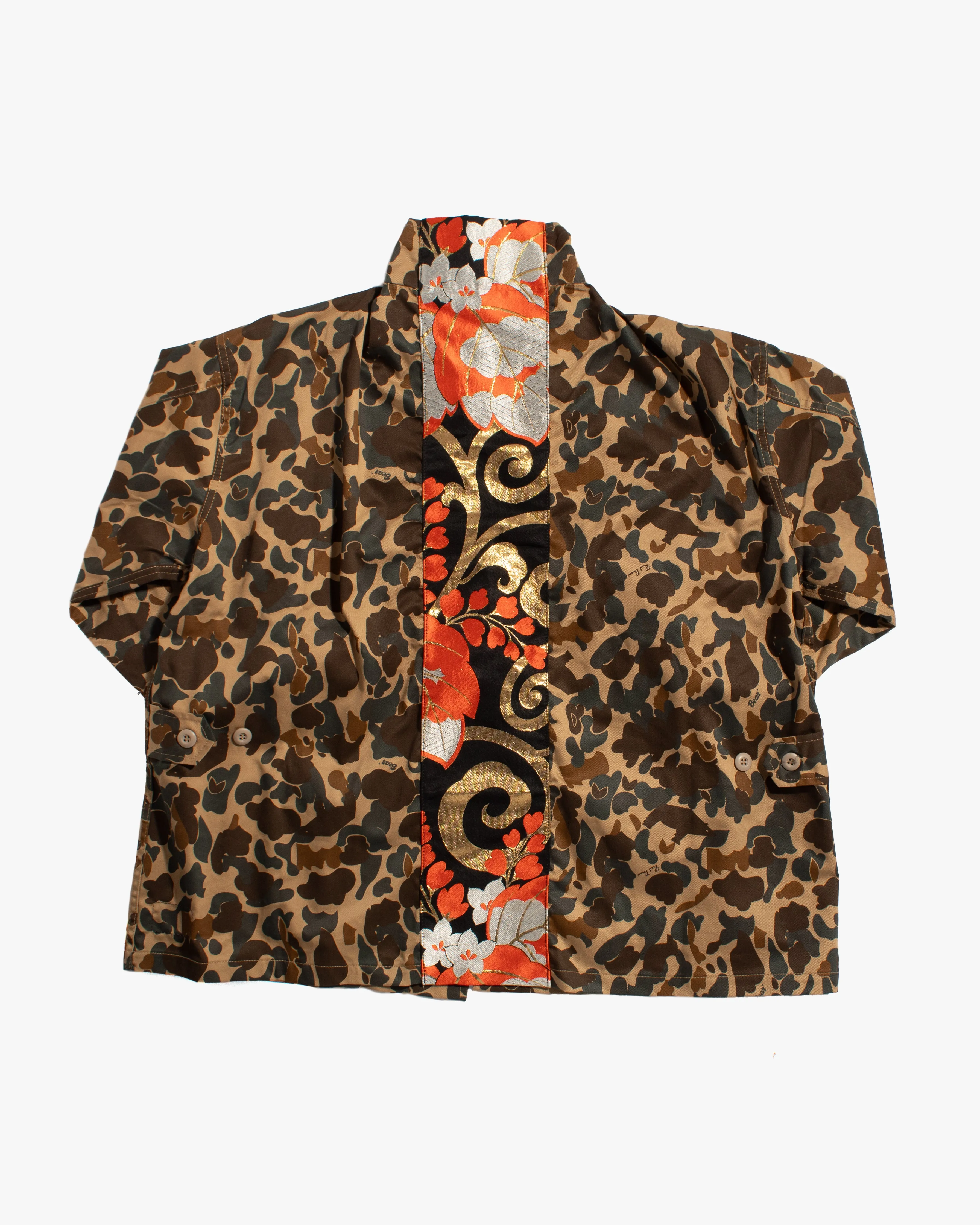 Kiriko Custom Military Jacket, Camo Patched, Kiri Karakusa Obi with Hishi Webbing, Asanoha, and Orange Pocket Flaps sold by Kiriko product image thumbnail 5