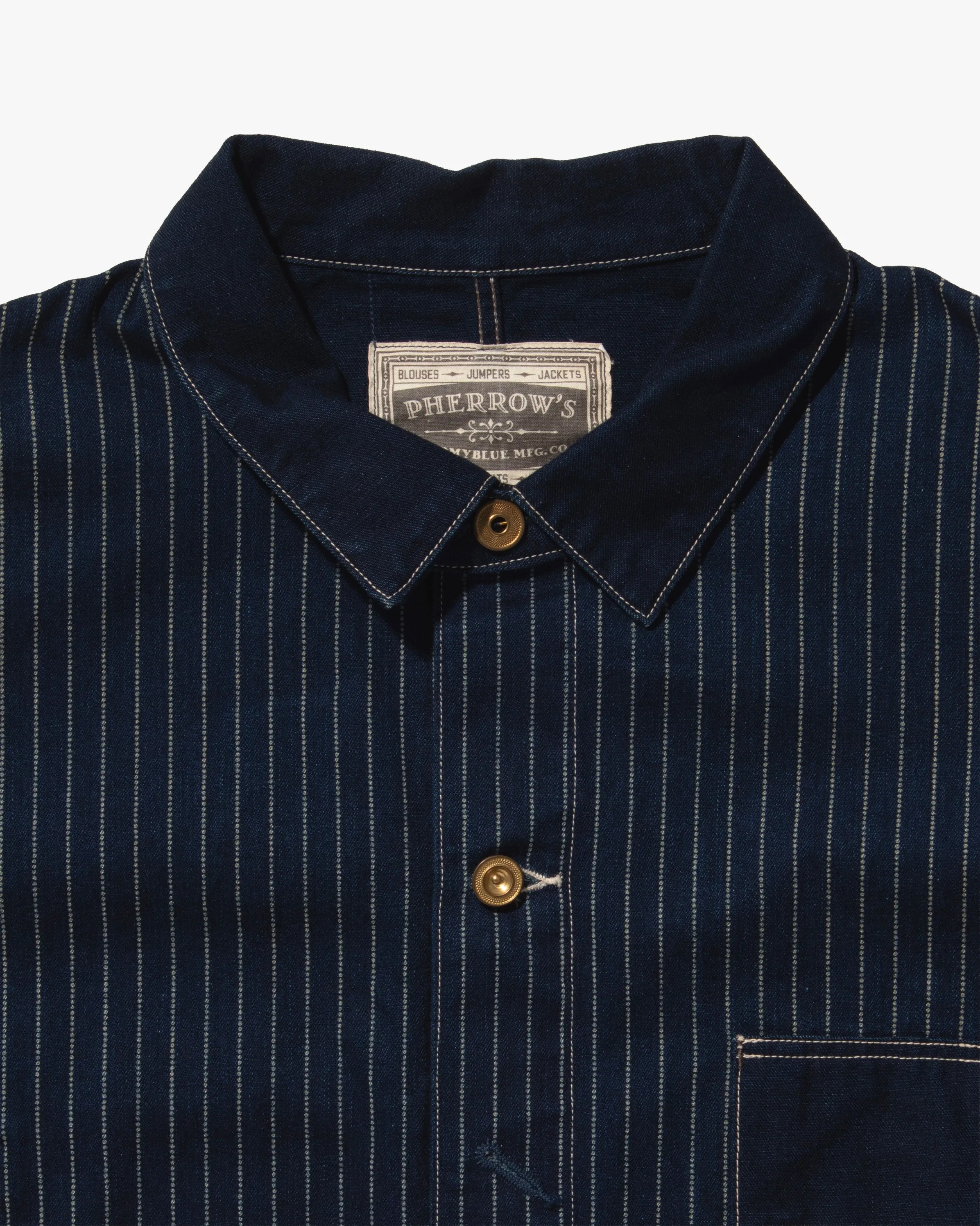 Japanese Repro Chore Coat, L, Pherrow's, Dotted Pinstripe sold by Kiriko product image thumbnail 2