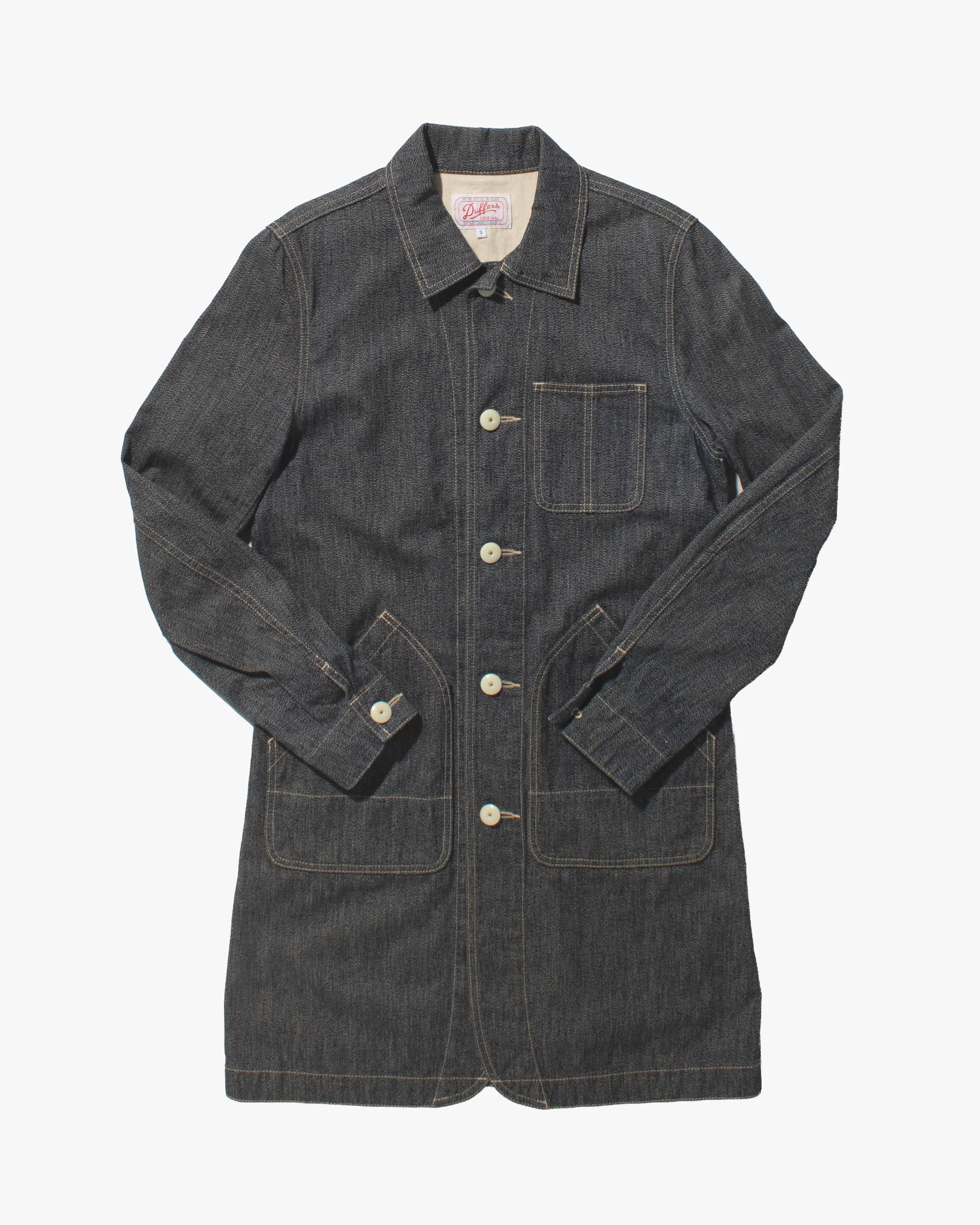 Japanese Repro Chore Coat, S, Duffers, Angled Pockets sold by Kiriko