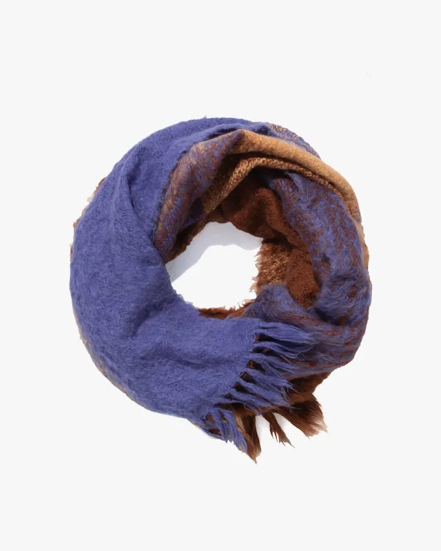 Kobo Oriza Snood, Brushed Cotton, Brown and Blue sold by Kiriko