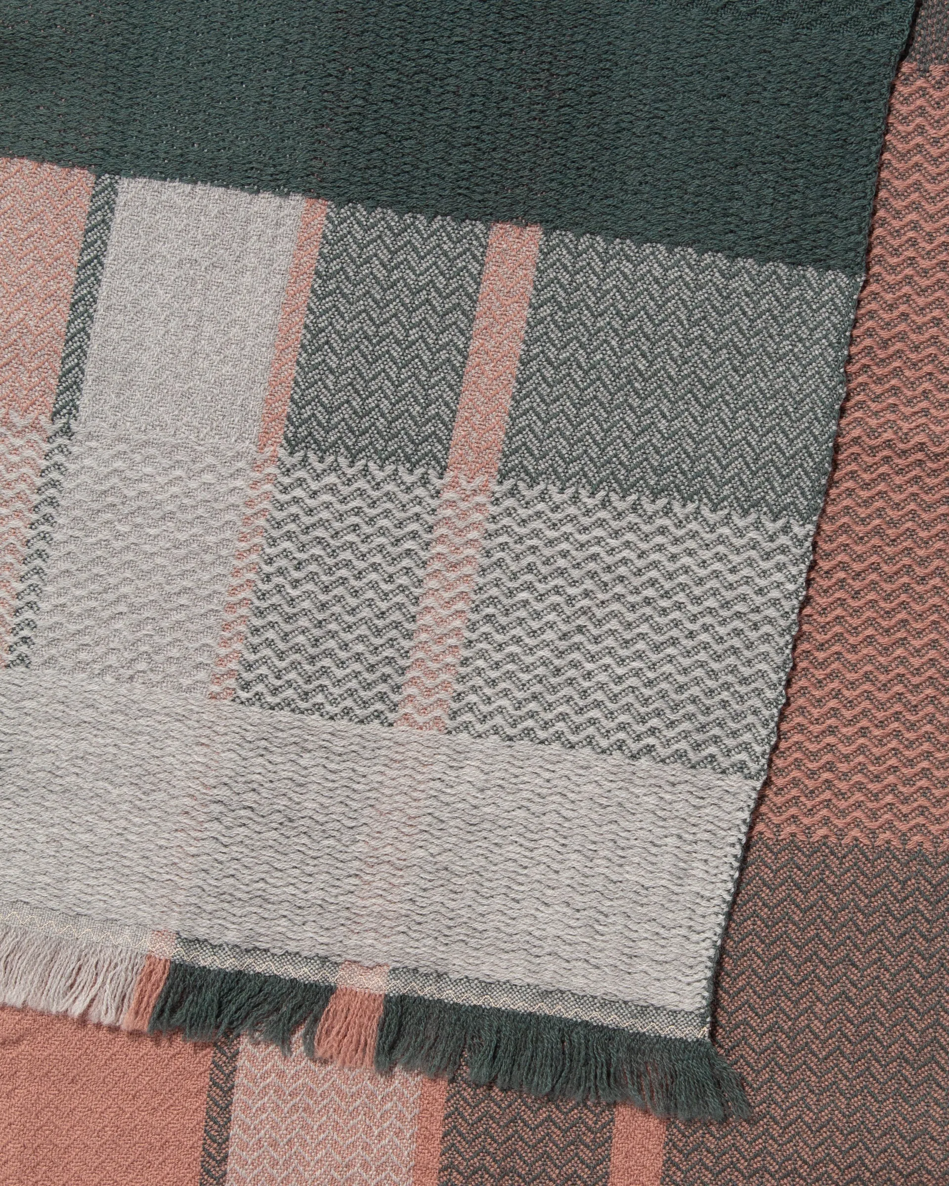 Kobo Oriza Muffler, Autumn Leaves, Teal and Dusty Rose sold by Kiriko product image thumbnail 4