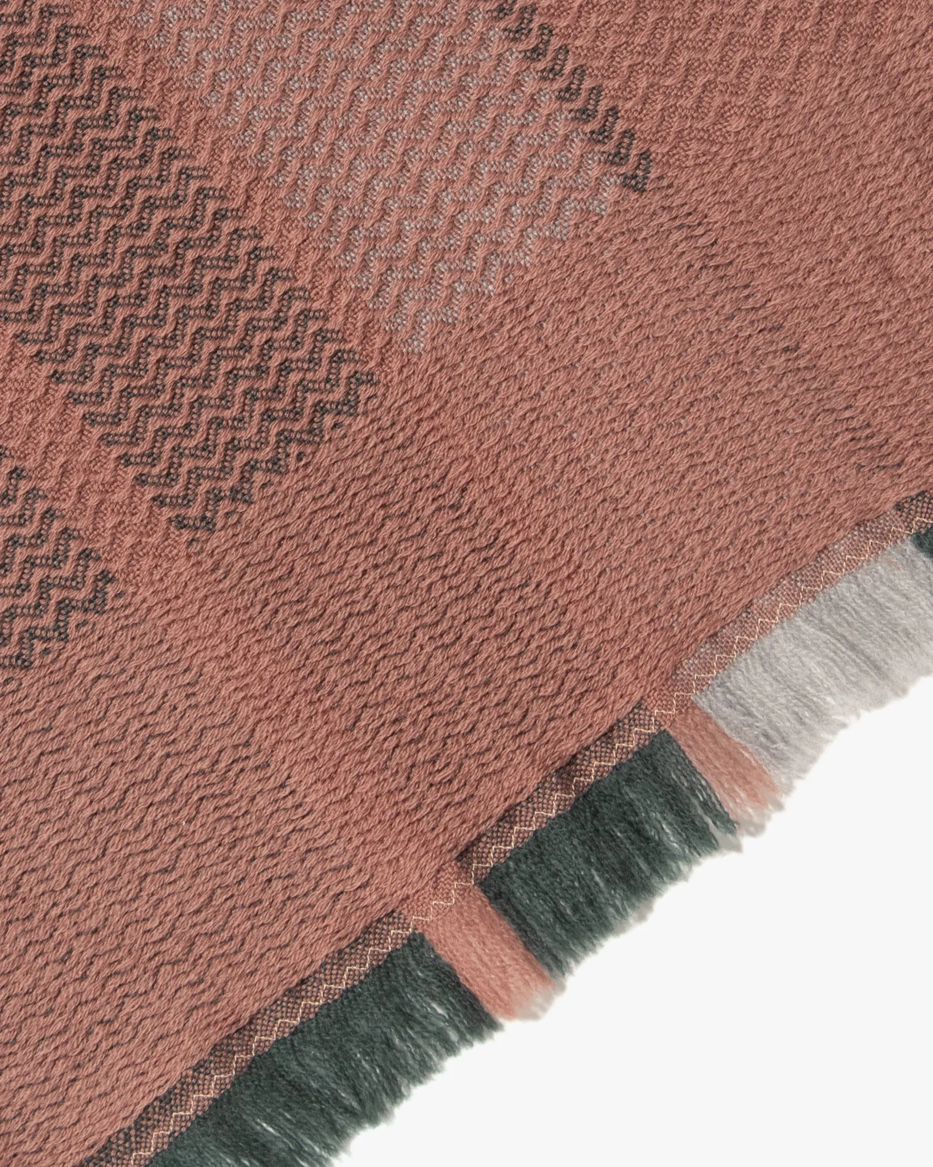 Kobo Oriza Muffler, Autumn Leaves, Teal and Dusty Rose sold by Kiriko product image thumbnail 5