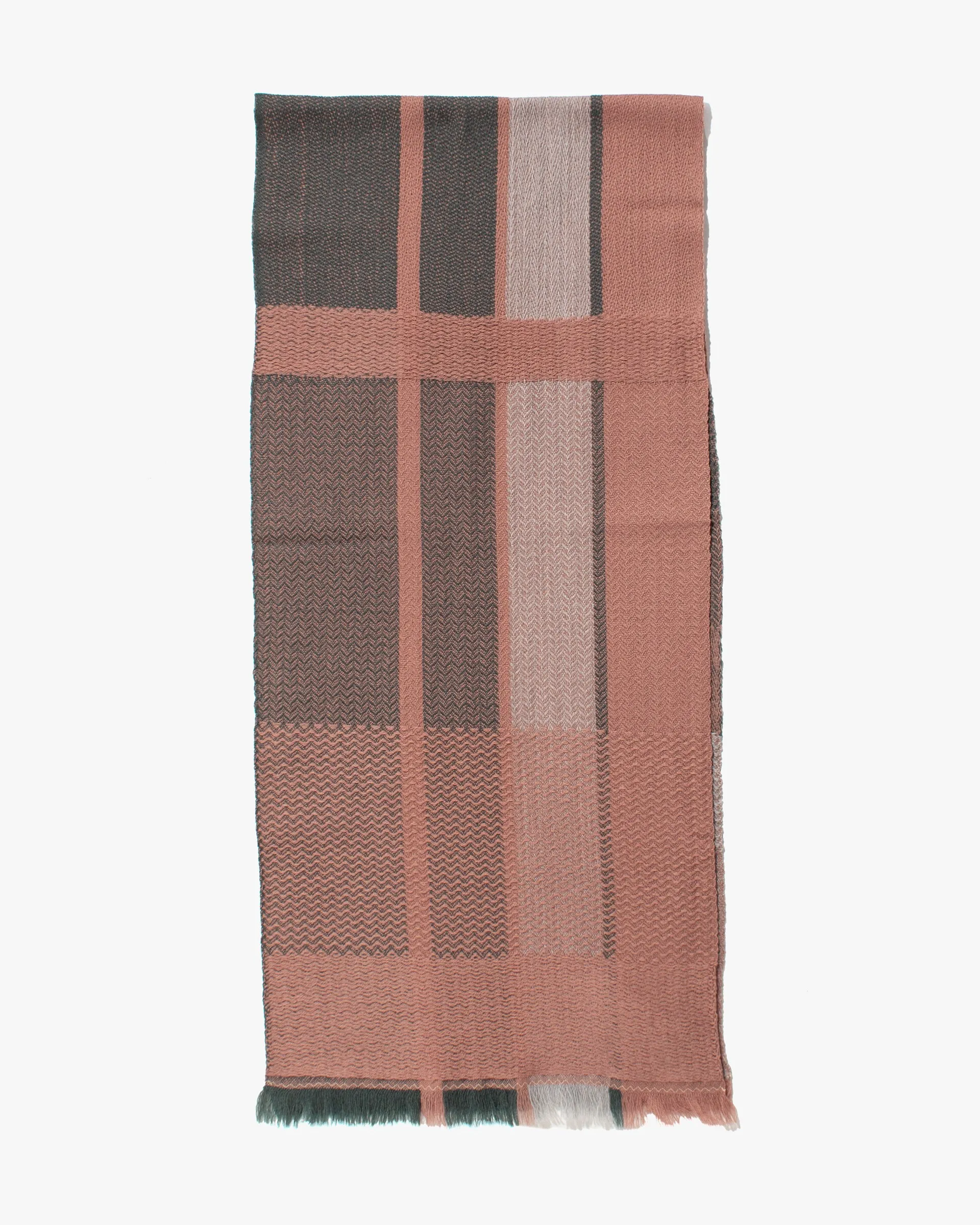 Kobo Oriza Muffler, Autumn Leaves, Teal and Dusty Rose sold by Kiriko product image thumbnail 2