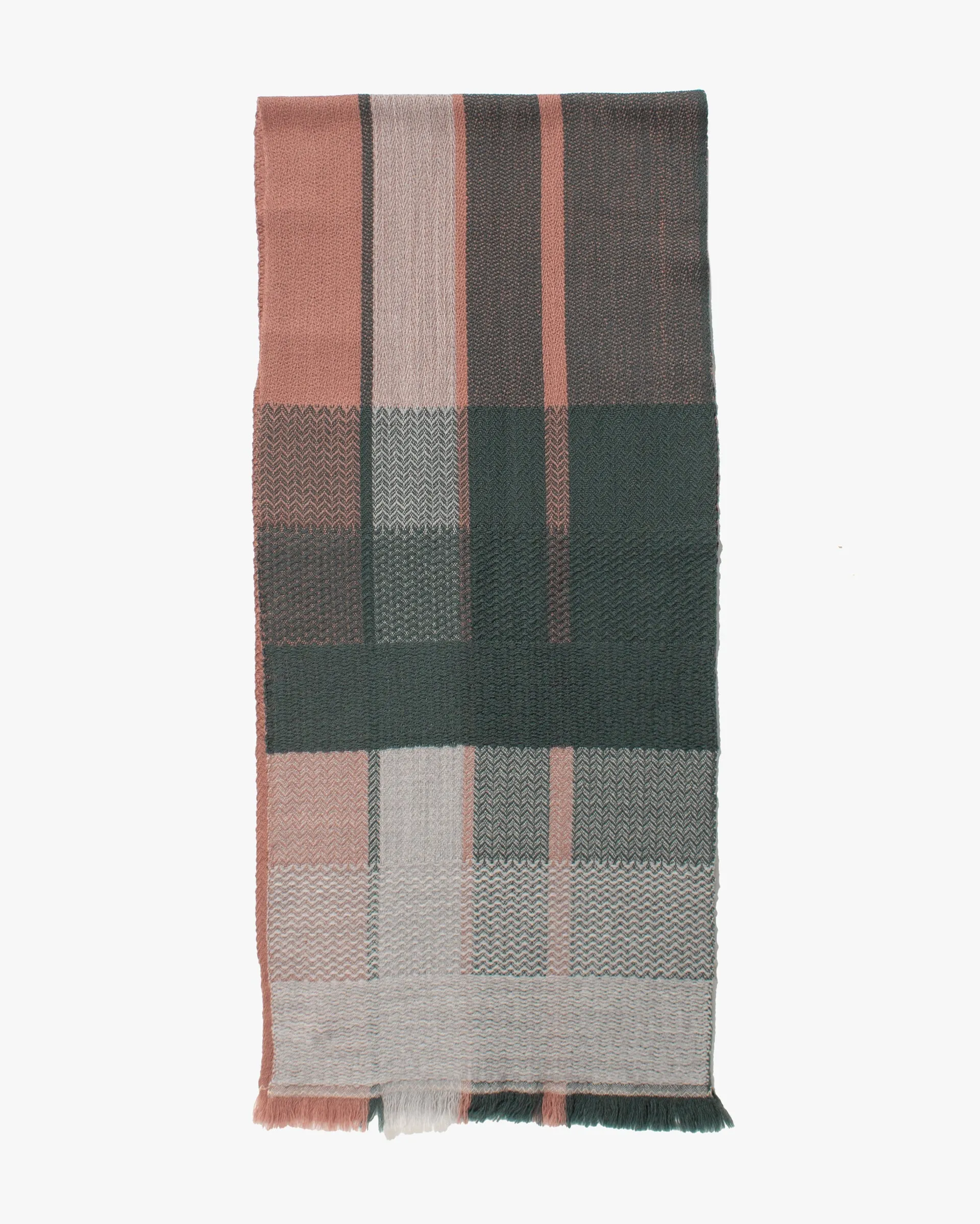Kobo Oriza Muffler, Autumn Leaves, Teal and Dusty Rose sold by Kiriko product image thumbnail 3
