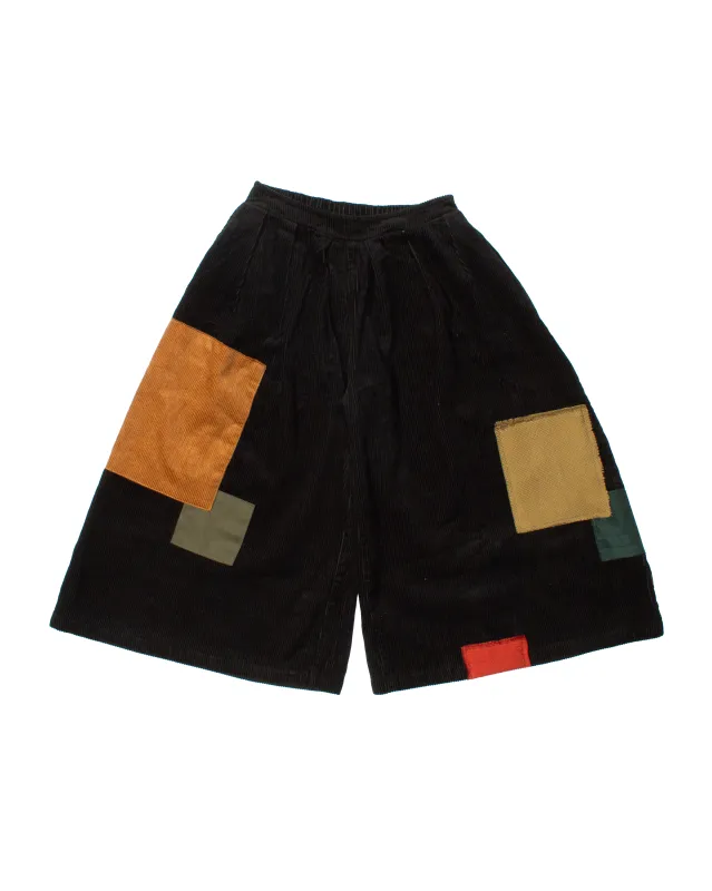 Kiriko Original Pants, Heavy-Weight Corduroy Patched, Wide Leg, Black sold by Kiriko