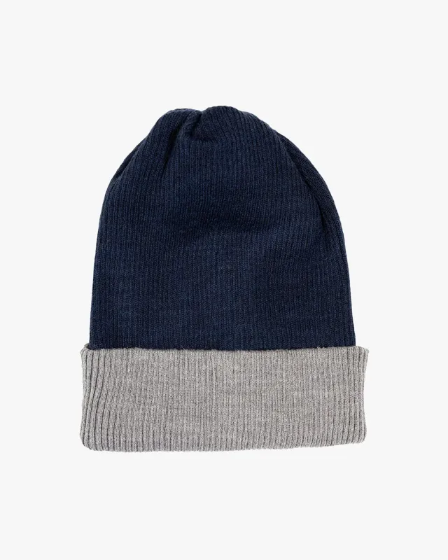 Shupaca Alpaca, Rev Rib Beanie, Navy, 8" sold by Kiriko