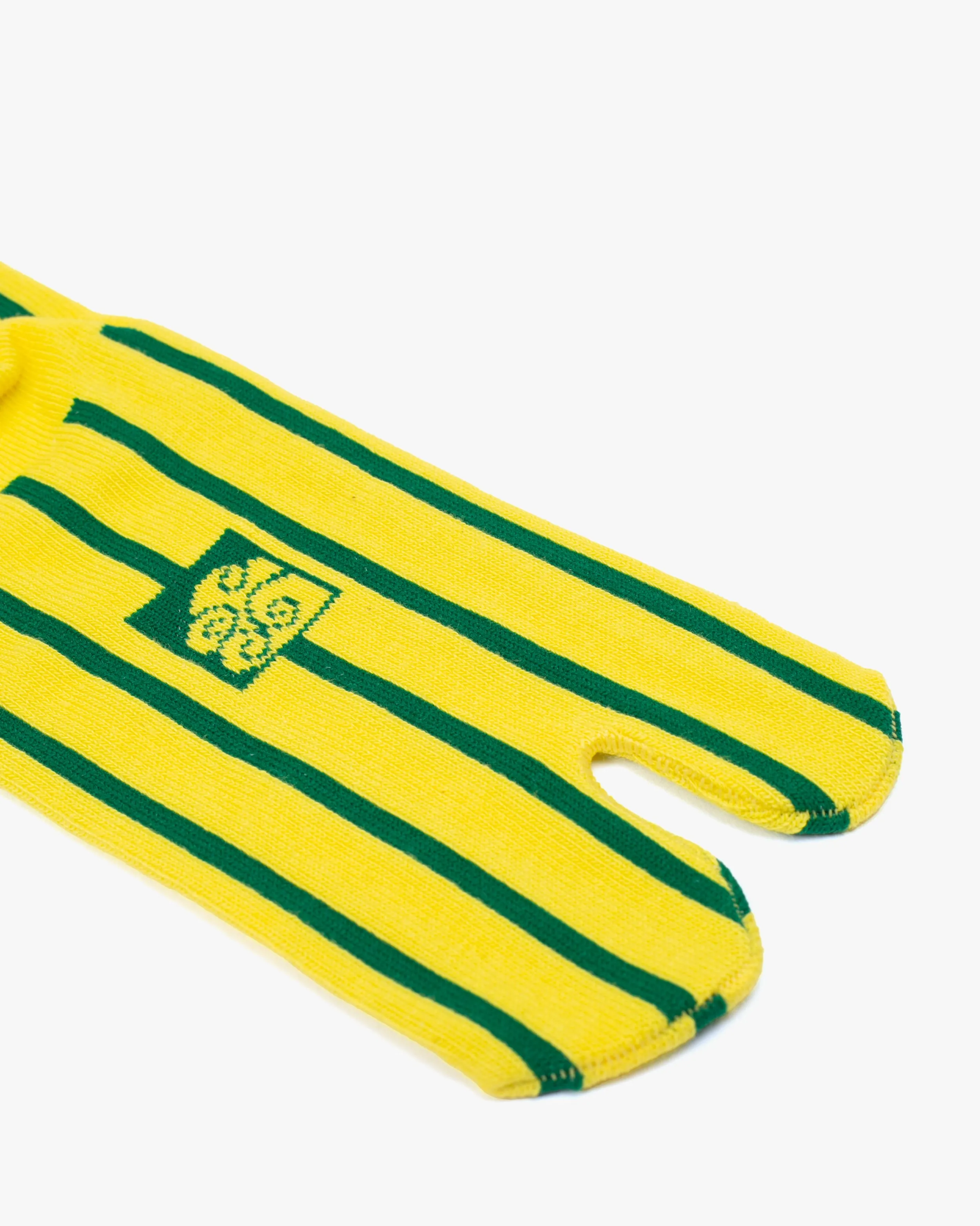 Wa Modern, Tabi Socks, Crew, Yellow and Green Stripe S/M sold by Kiriko product image thumbnail 3