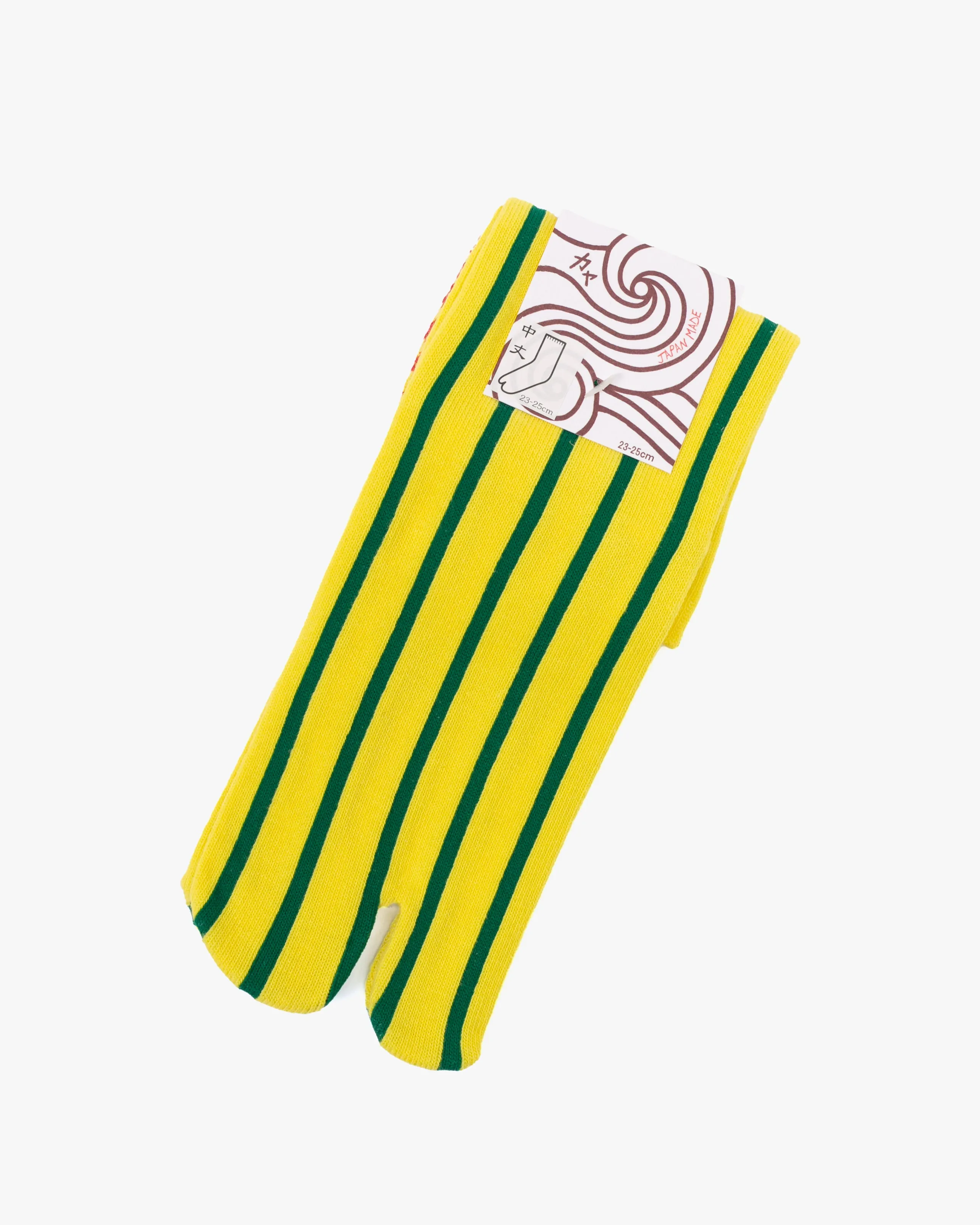 Wa Modern, Tabi Socks, Crew, Yellow and Green Stripe S/M sold by Kiriko product image thumbnail 5