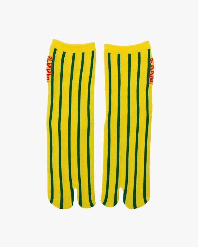 Wa Modern, Tabi Socks, Crew, Yellow and Green Stripe S/M sold by Kiriko