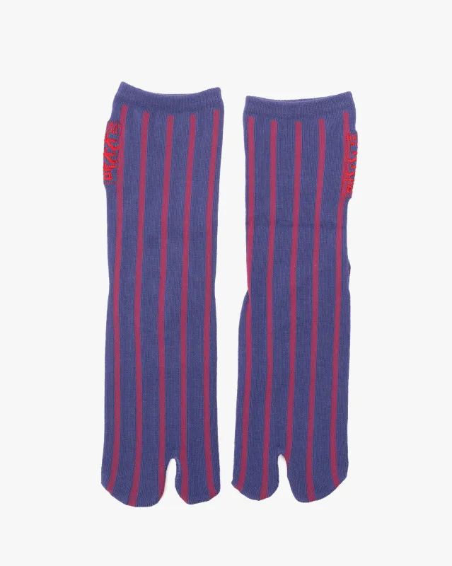 Wa Modern, Tabi Socks, Crew, Purple and Pink Stripe S/M sold by Kiriko