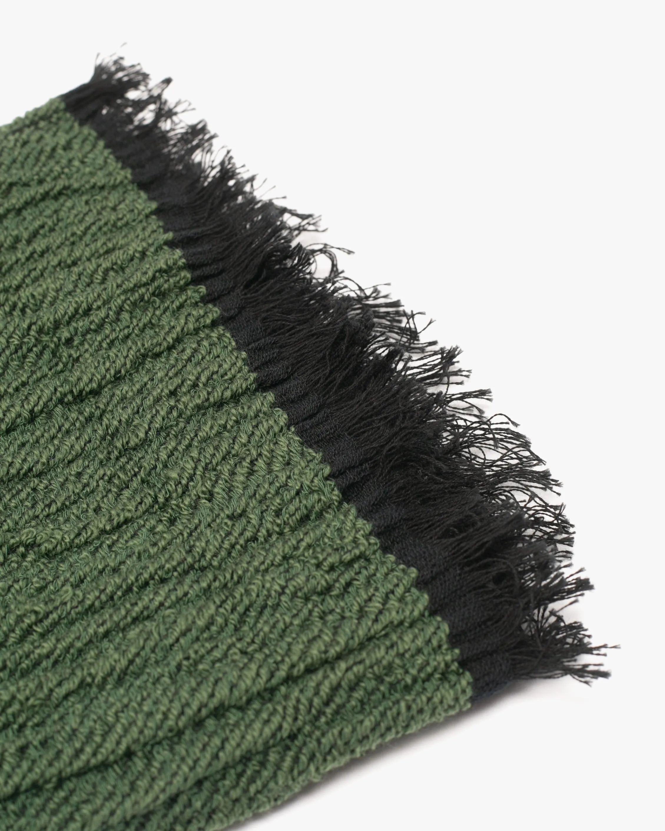 Kobo Oriza Knit Cap, Multi Functional, Cotton and Wool Blend, Split Dark Green and Charcoal, 9 " sold by Kiriko product image thumbnail 4