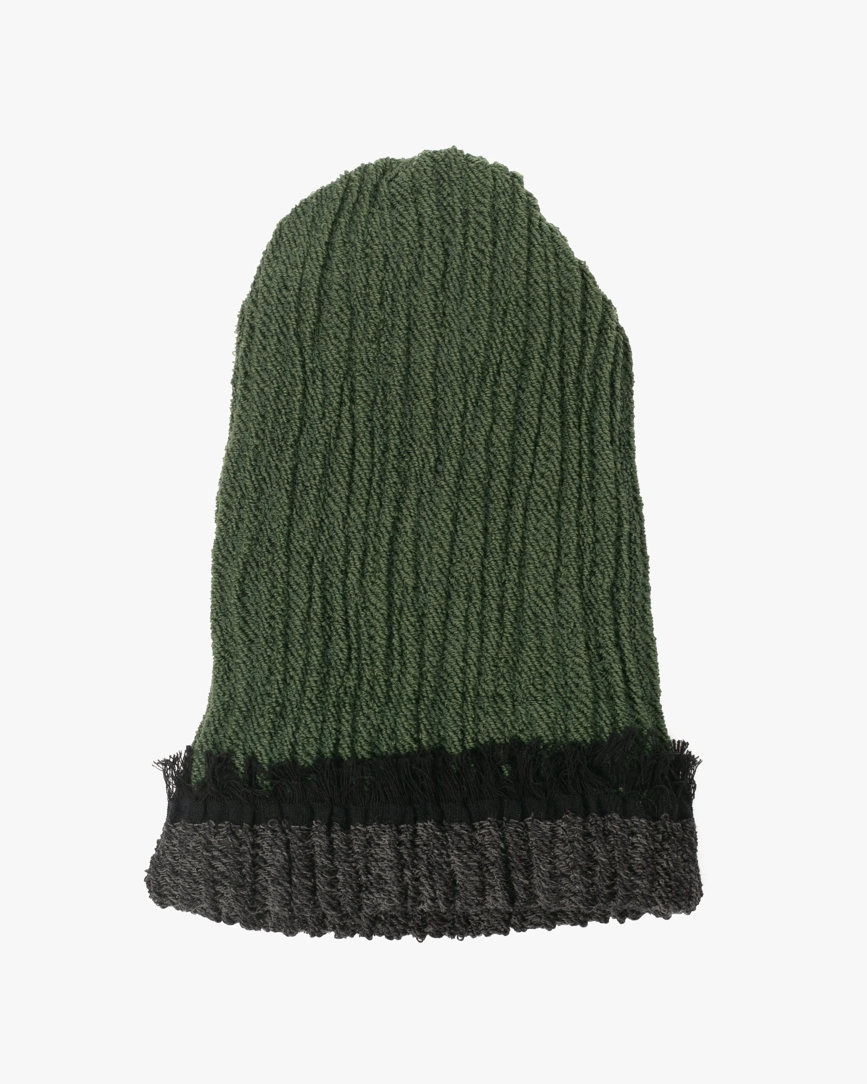 Kobo Oriza Knit Cap, Multi Functional, Cotton and Wool Blend, Split Dark Green and Charcoal, 9 " sold by Kiriko product image thumbnail 2