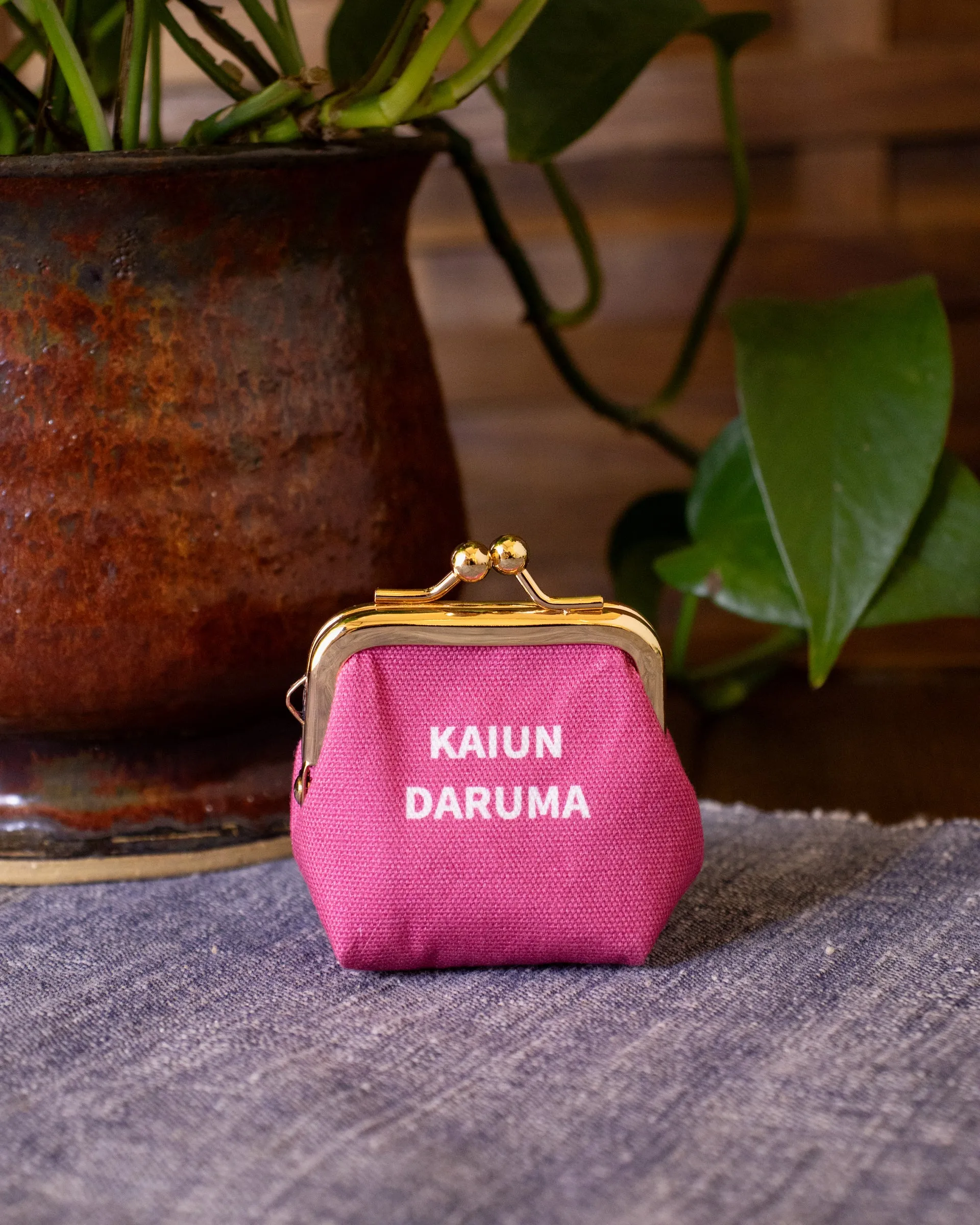 Wa Modern, Mini Coin Purse, Pink Kaiun Daruma sold by Kiriko product image thumbnail 2