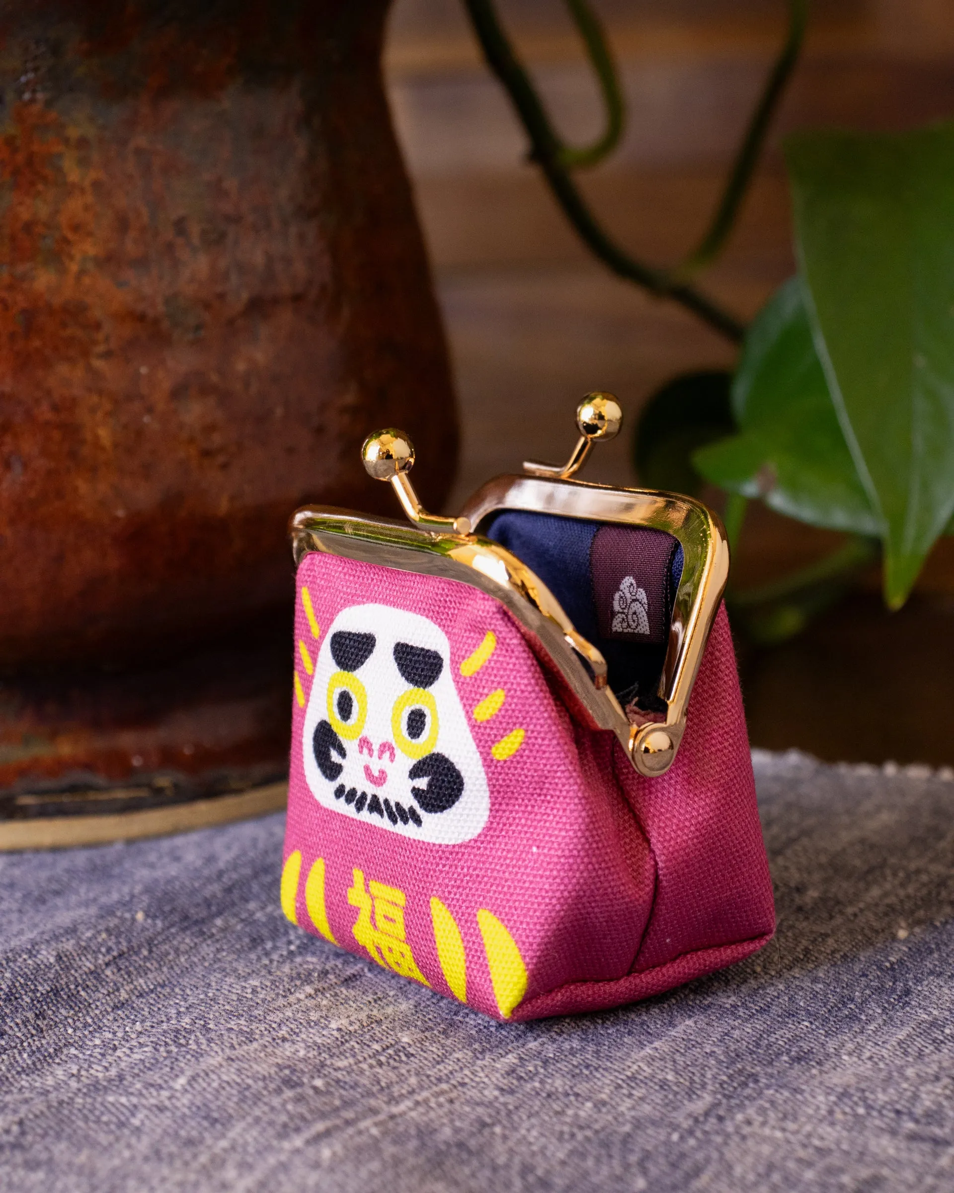 Wa Modern, Mini Coin Purse, Pink Kaiun Daruma sold by Kiriko product image thumbnail 3