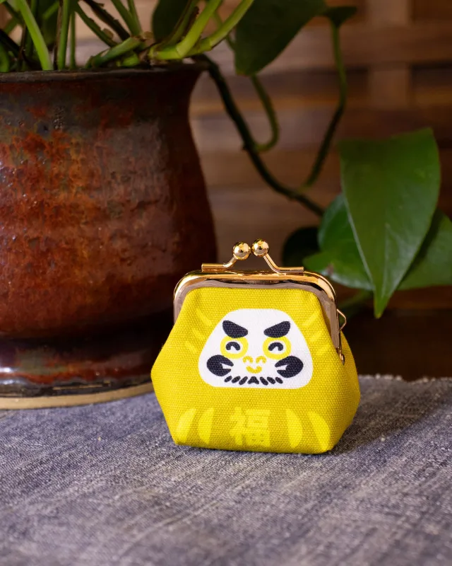 Wa Modern, Mini Coin Purse, Yellow Kaiun Daruma sold by Kiriko