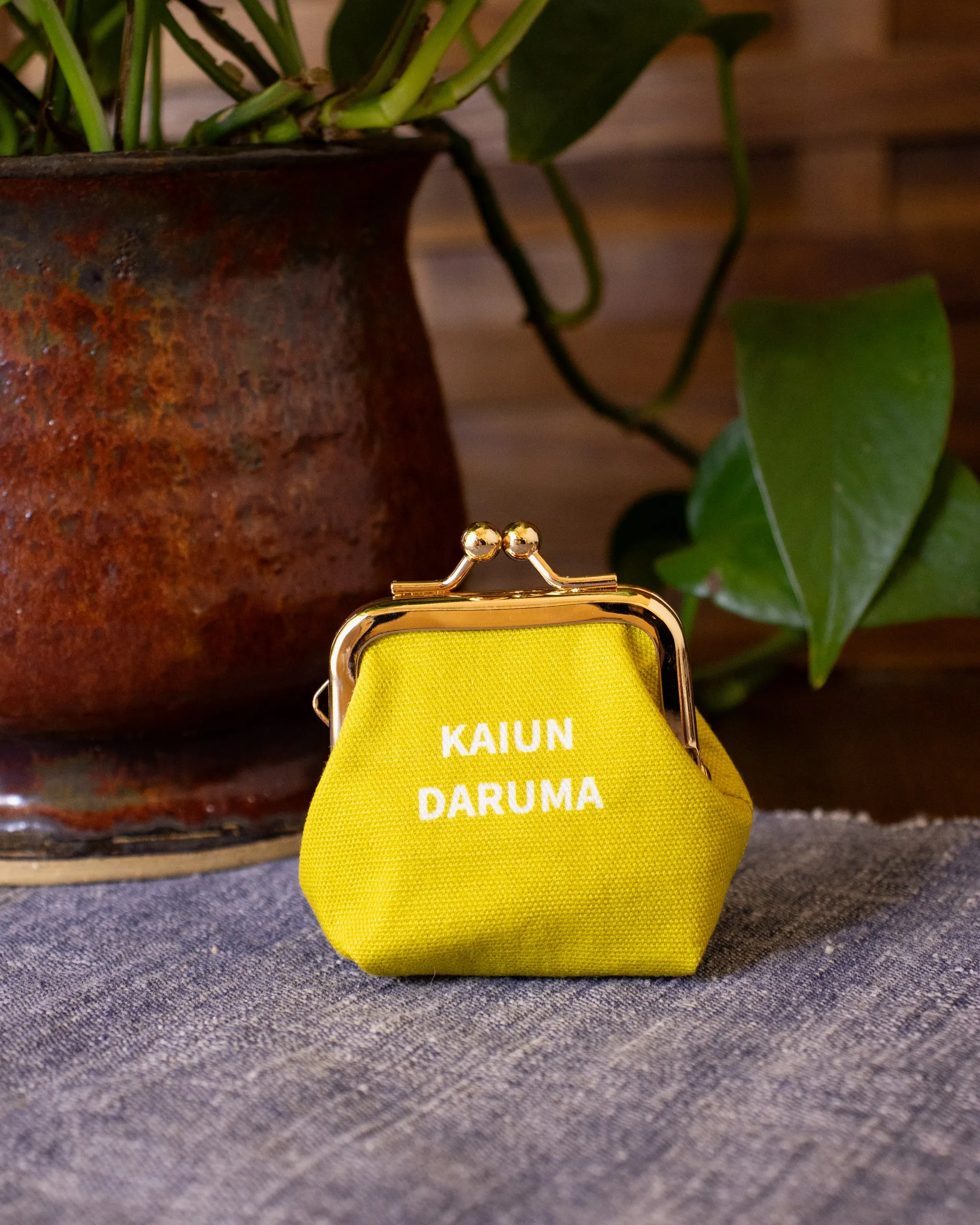 Wa Modern, Mini Coin Purse, Yellow Kaiun Daruma sold by Kiriko product image thumbnail 2
