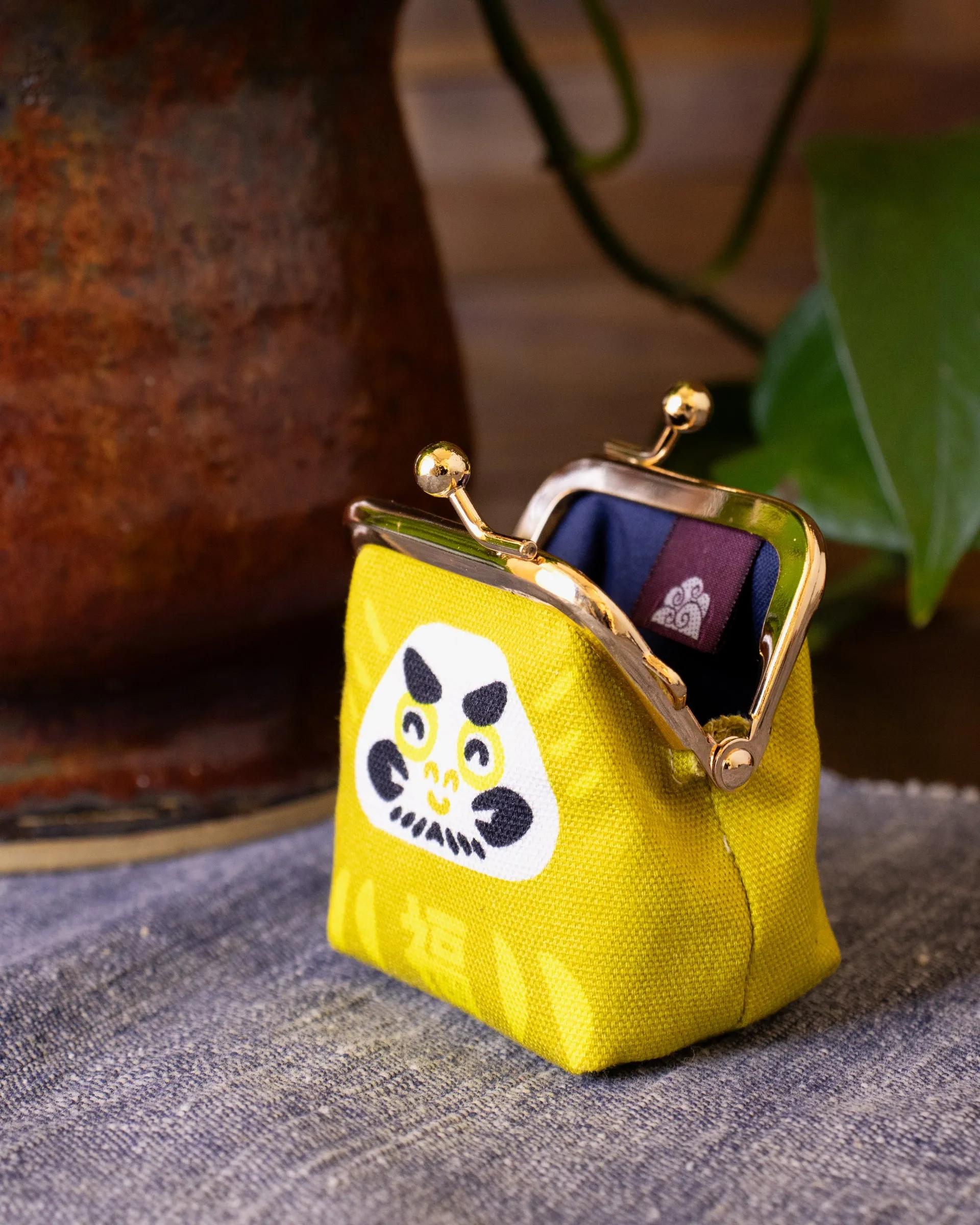 Wa Modern, Mini Coin Purse, Yellow Kaiun Daruma sold by Kiriko product image thumbnail 3