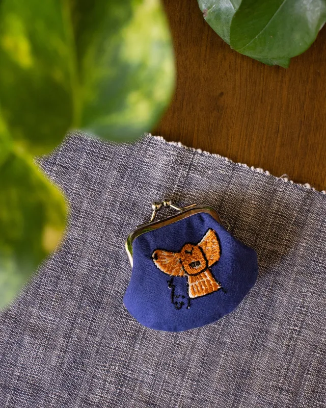 Wa Modern, Embroidered Mini Coin Purse, Tonbi sold by Kiriko