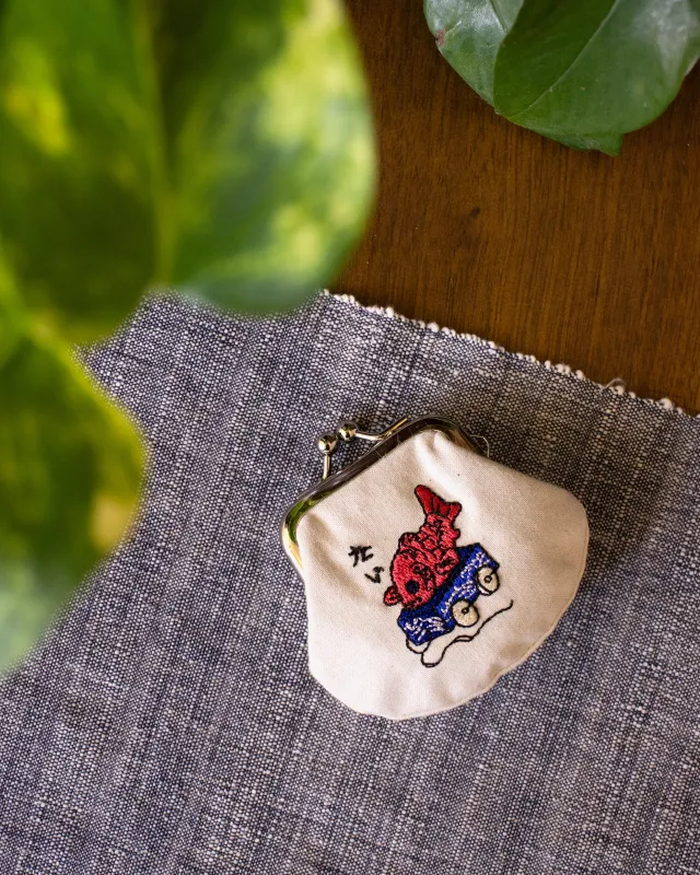 Wa Modern, Embroidered Mini Coin Purse, Tai sold by Kiriko