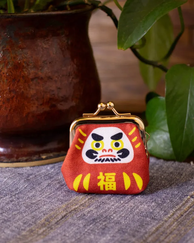 Wa Modern, Mini Coin Purse, Red Kaiun Daruma sold by Kiriko