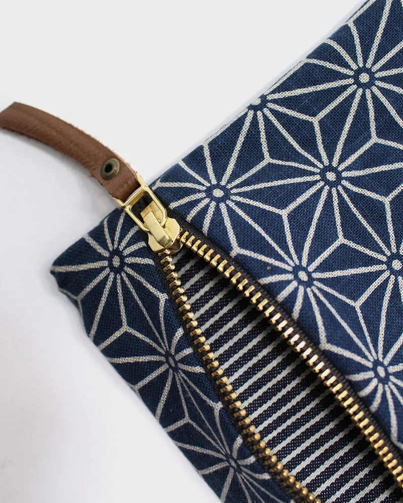 Kiriko Original, Flat Zipper Pouch, Small, Indigo Small Asanoha sold by Kiriko product image thumbnail 2