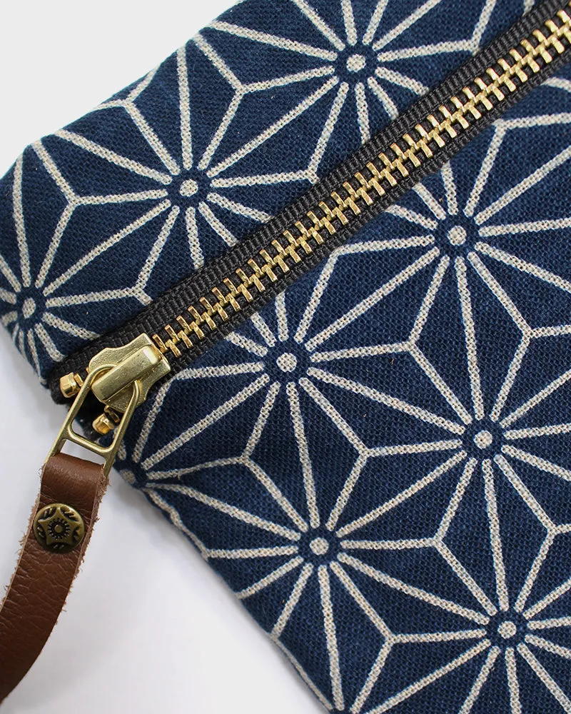 Kiriko Original, Flat Zipper Pouch, Small, Indigo Small Asanoha sold by Kiriko product image thumbnail 4