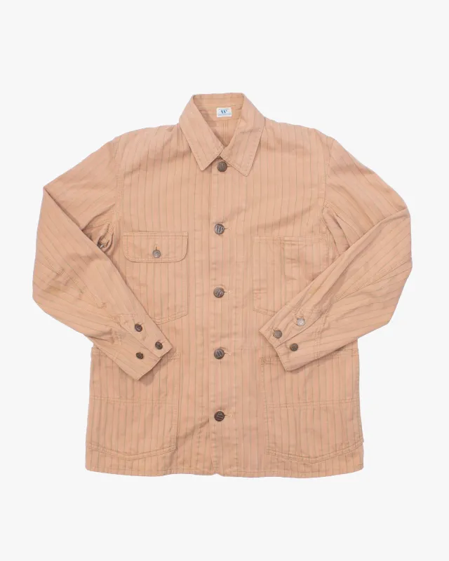 Japanese Repro Chore Coat, L, Warehouse & Co, Tan Green Stripe sold by Kiriko