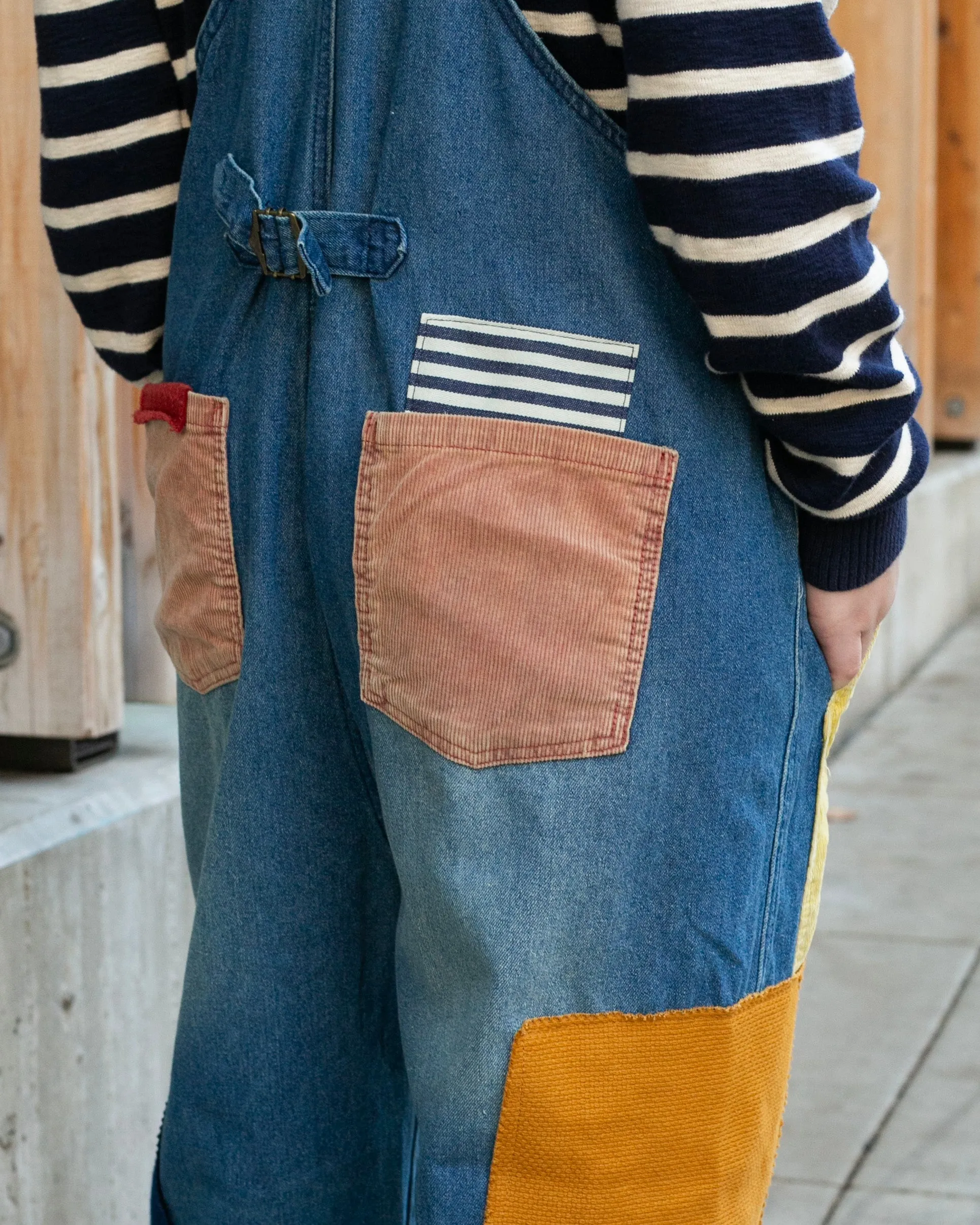 Kiriko Custom Patched Overalls, Colorblock Denim #2 sold by Kiriko product image thumbnail 5