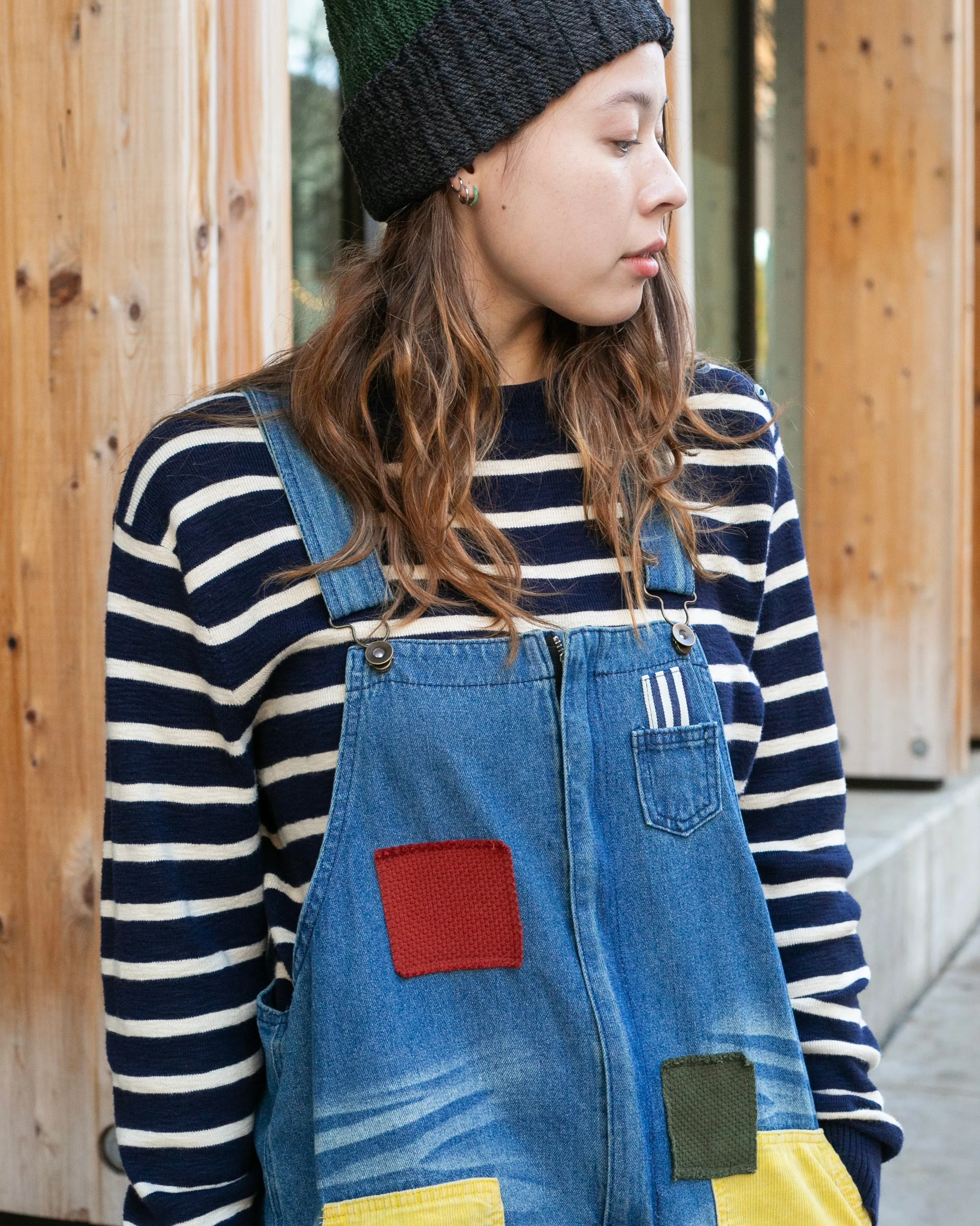Kiriko Custom Patched Overalls, Colorblock Denim #2 sold by Kiriko product image thumbnail 2