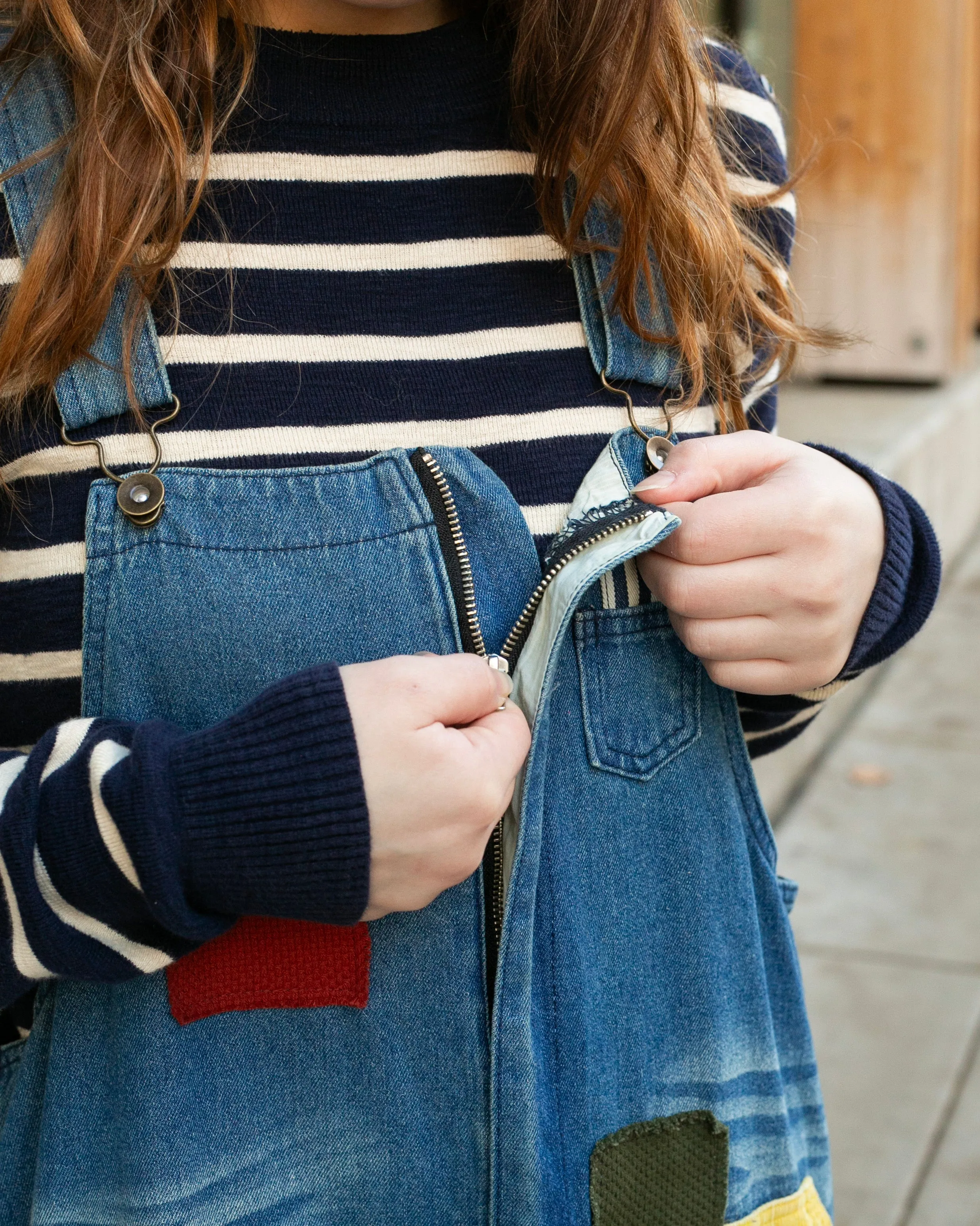 Kiriko Custom Patched Overalls, Colorblock Denim #2 sold by Kiriko product image thumbnail 3