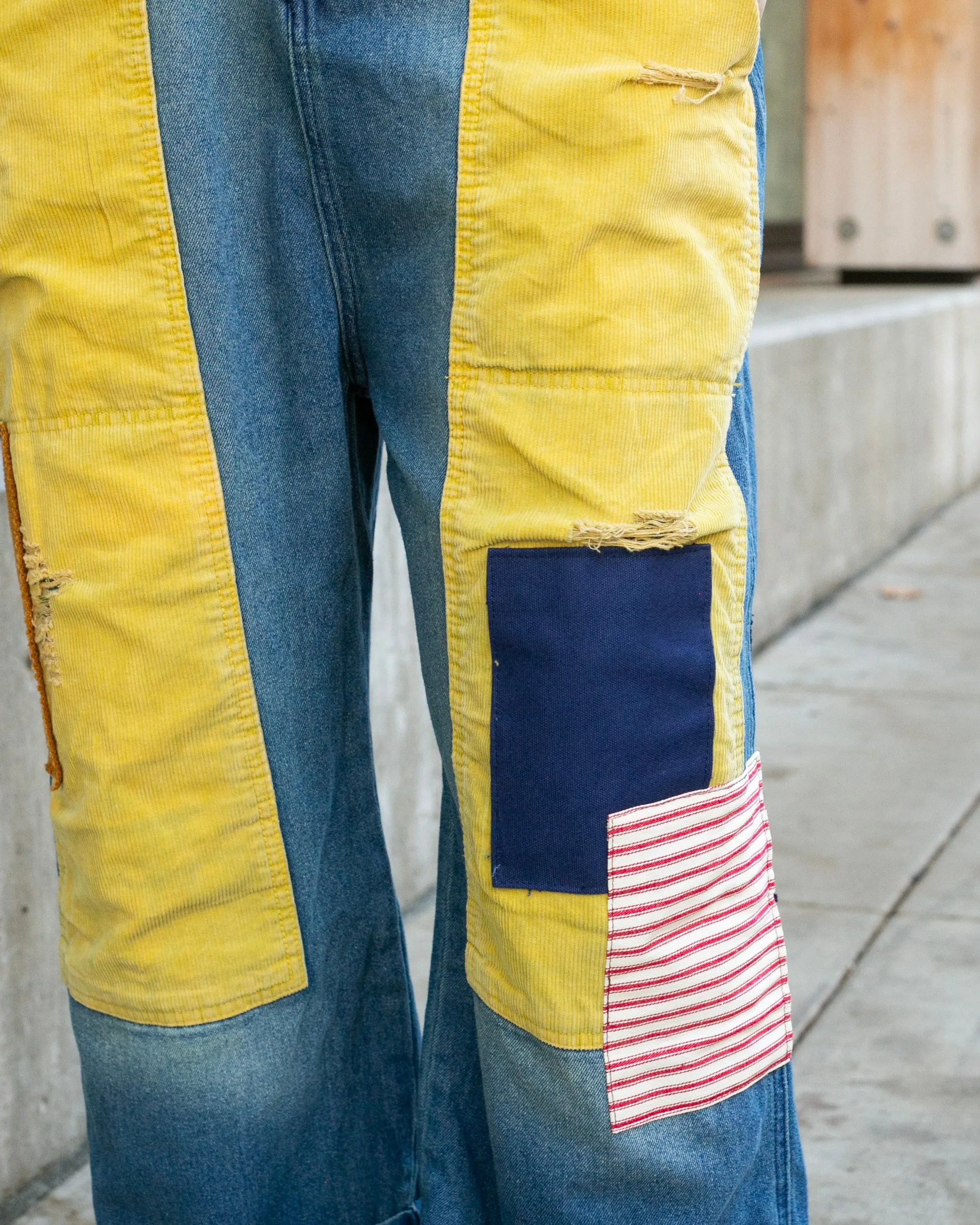 Kiriko Custom Patched Overalls, Colorblock Denim #2 sold by Kiriko product image thumbnail 4