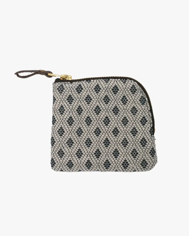 Kiriko Original, Zipper Wallet, White and Indigo, Kogin Sashiko Hishi sold by Kiriko