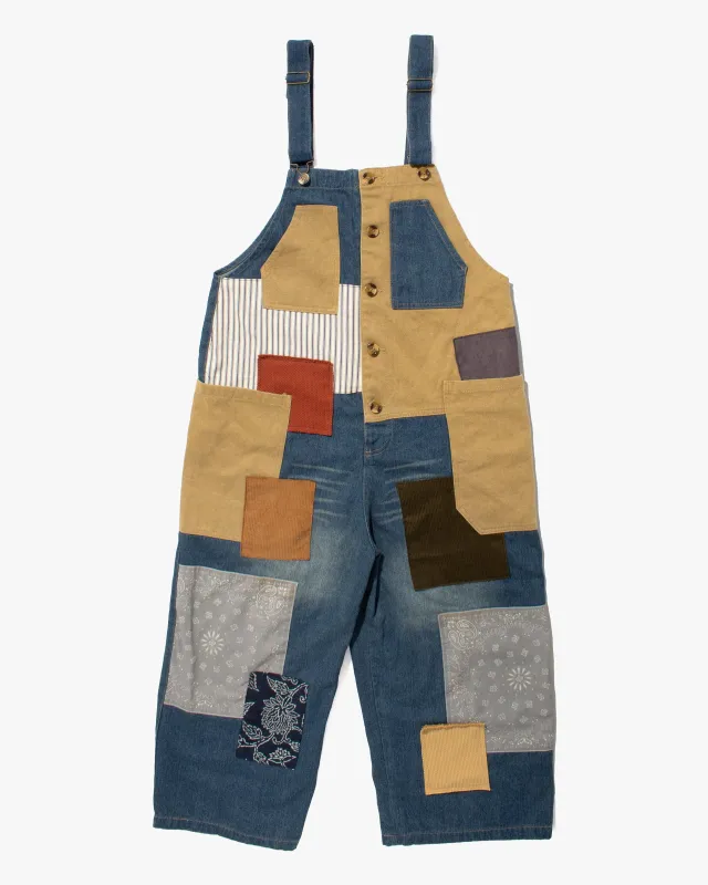 Kiriko Custom Patched Overalls, Colorblock Denim #1 sold by Kiriko