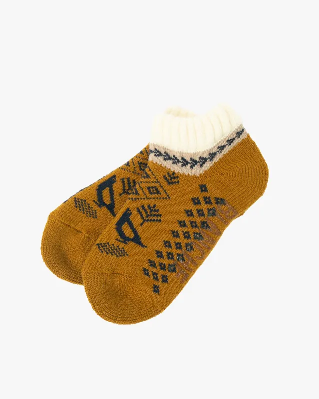 Debby Co., Ankle Socks, Maison Blanche Collection, Ochre with Navy sold by Kiriko