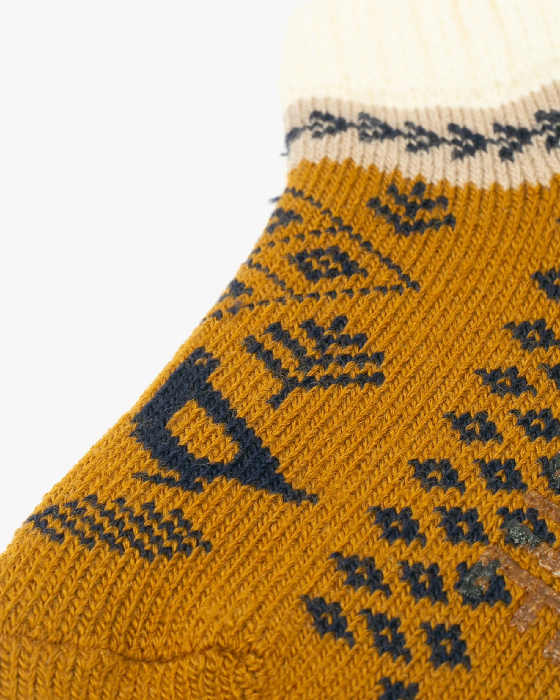 Debby Co., Ankle Socks, Maison Blanche Collection, Ochre with Navy sold by Kiriko product image thumbnail 2