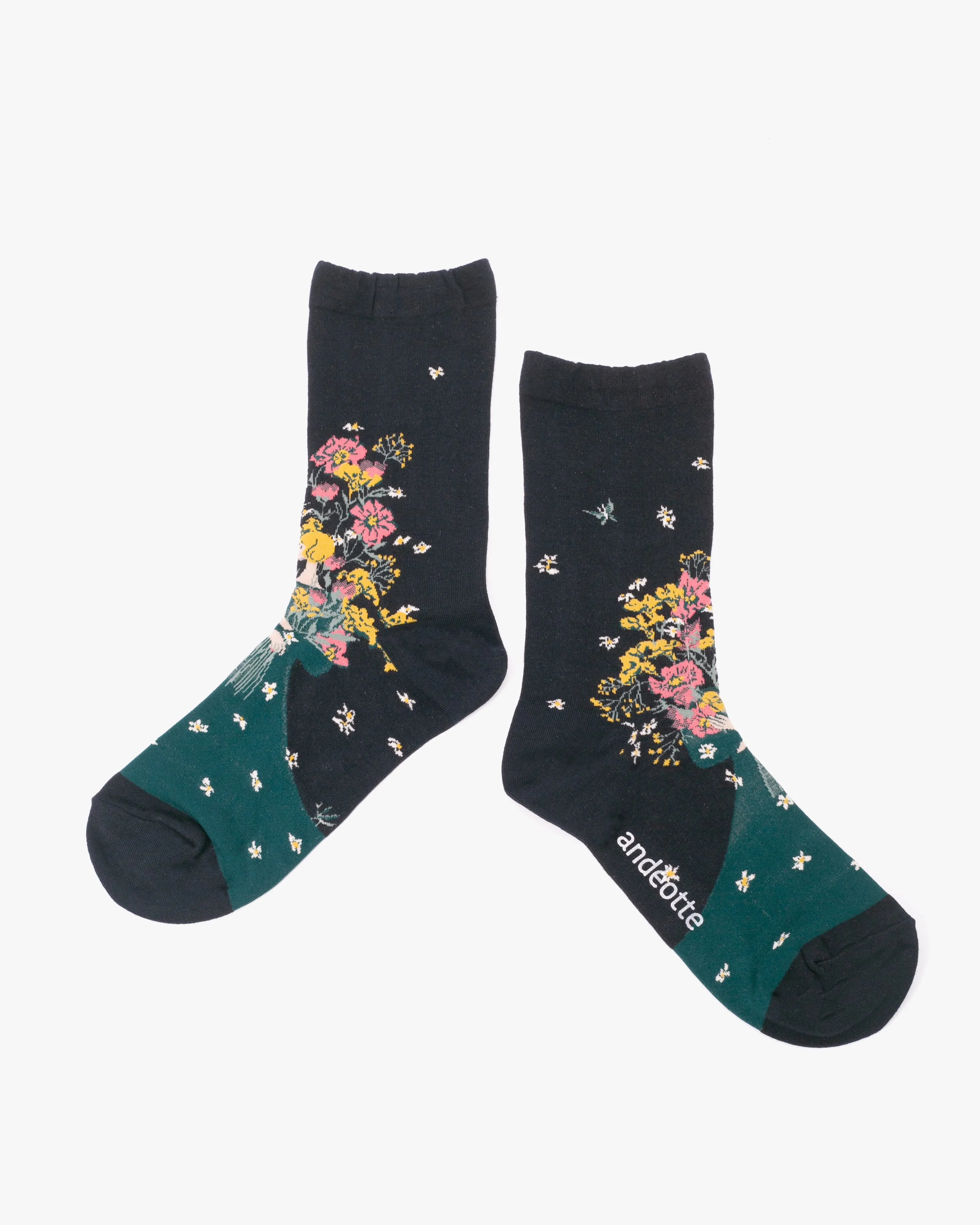 Debby Co. Crew Socks, Andeotte Collection, Navy Floral sold by Kiriko product image thumbnail 2