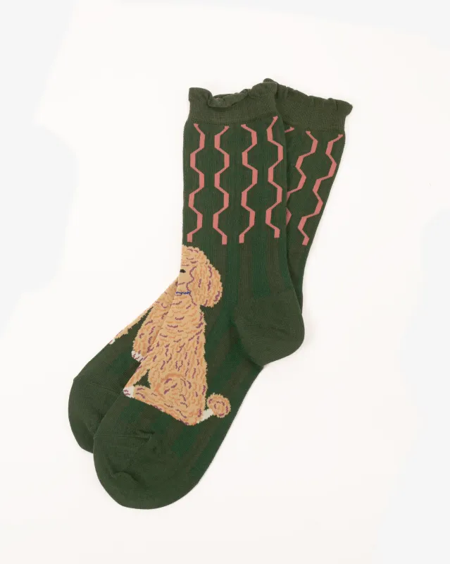 Debby Co. Crew Socks, Andeotte Collection, Green sold by Kiriko