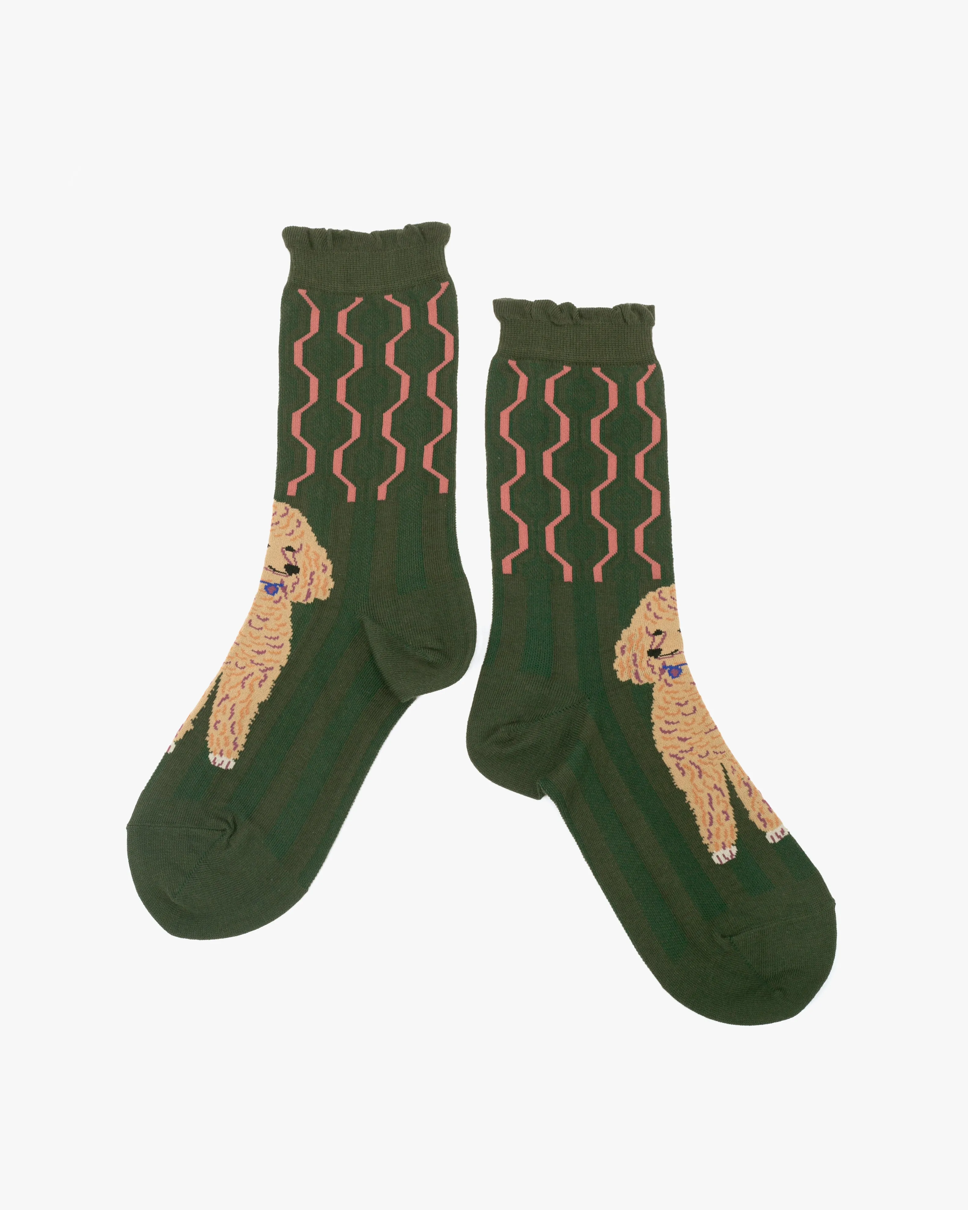 Debby Co. Crew Socks, Andeotte Collection, Green sold by Kiriko product image thumbnail 2